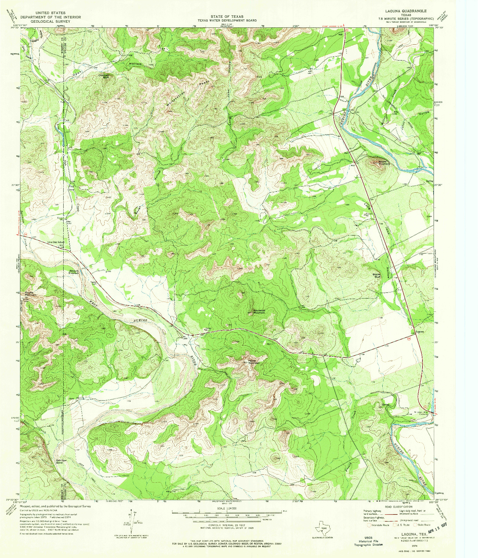 USGS 1:24000-SCALE QUADRANGLE FOR LAGUNA, TX 1974