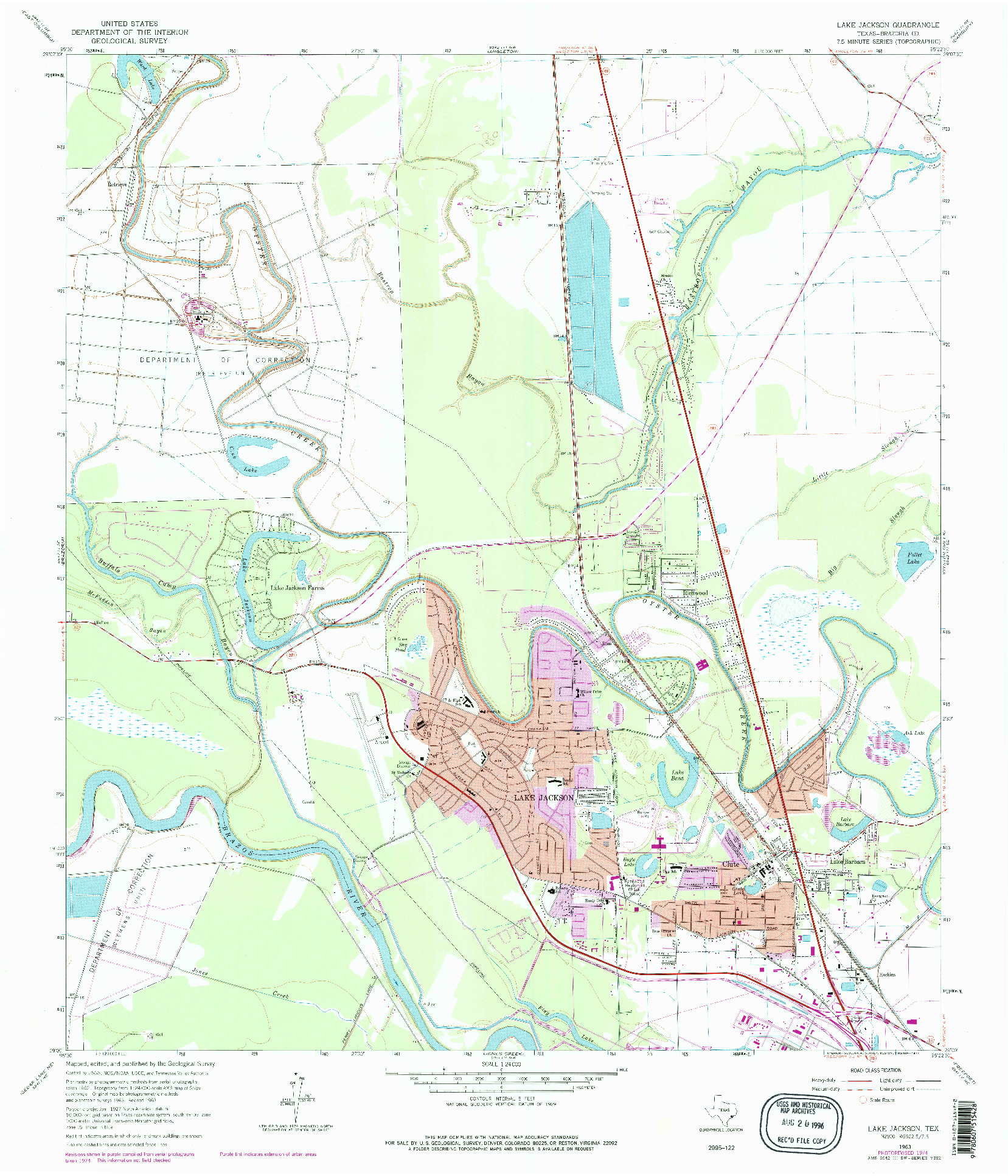 USGS 1:24000-SCALE QUADRANGLE FOR LAKE JACKSON, TX 1963