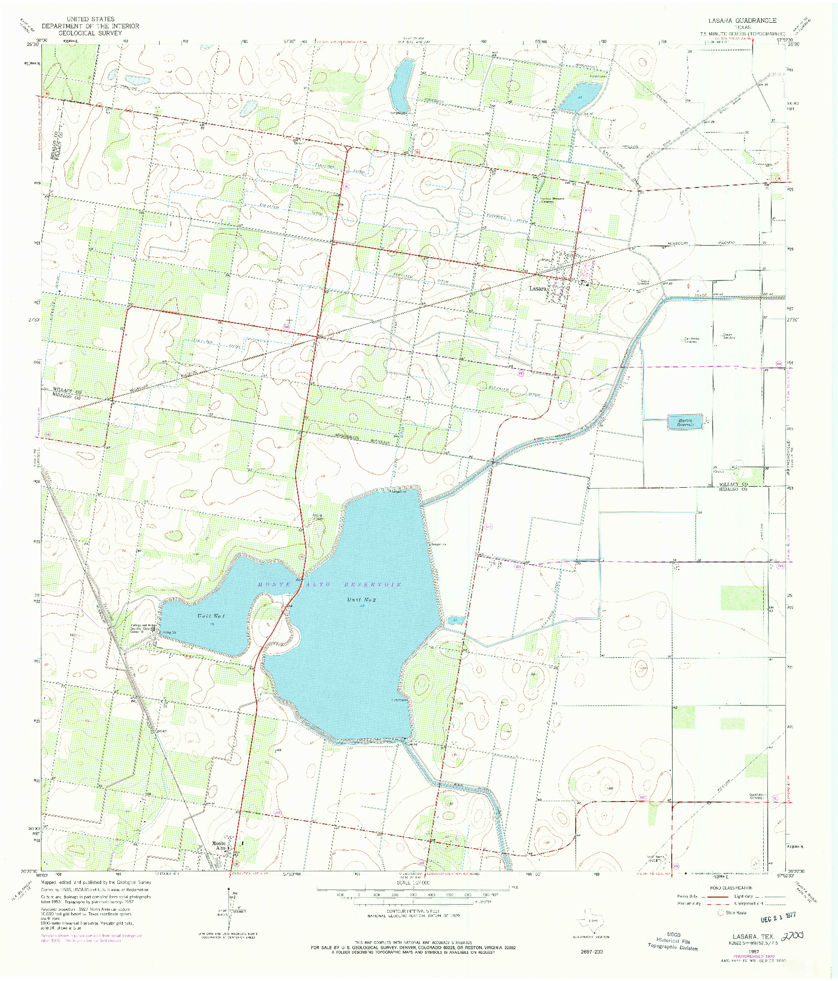 USGS 1:24000-SCALE QUADRANGLE FOR LASARA, TX 1957