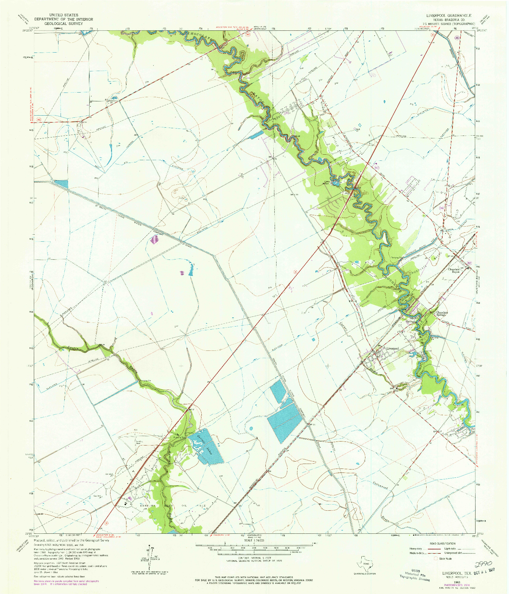 USGS 1:24000-SCALE QUADRANGLE FOR LIVERPOOL, TX 1963