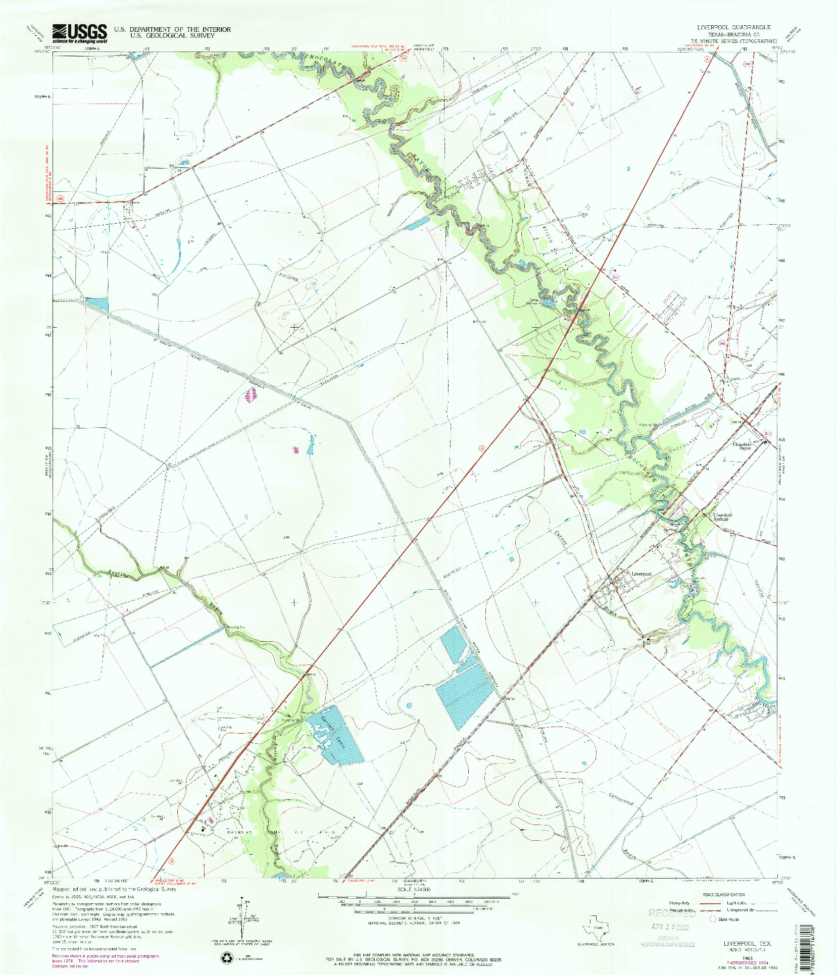 USGS 1:24000-SCALE QUADRANGLE FOR LIVERPOOL, TX 1963