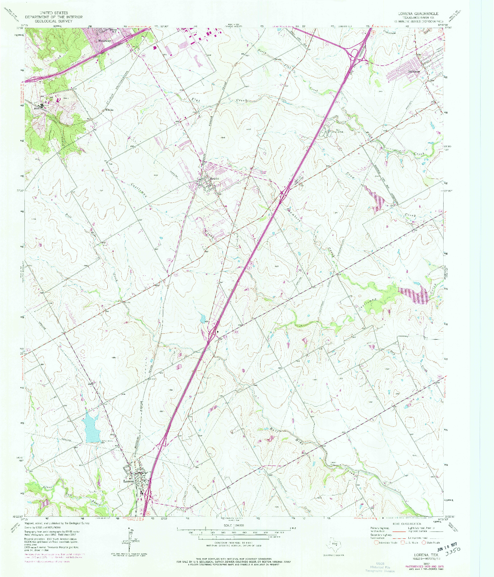 USGS 1:24000-SCALE QUADRANGLE FOR LORENA, TX 1957