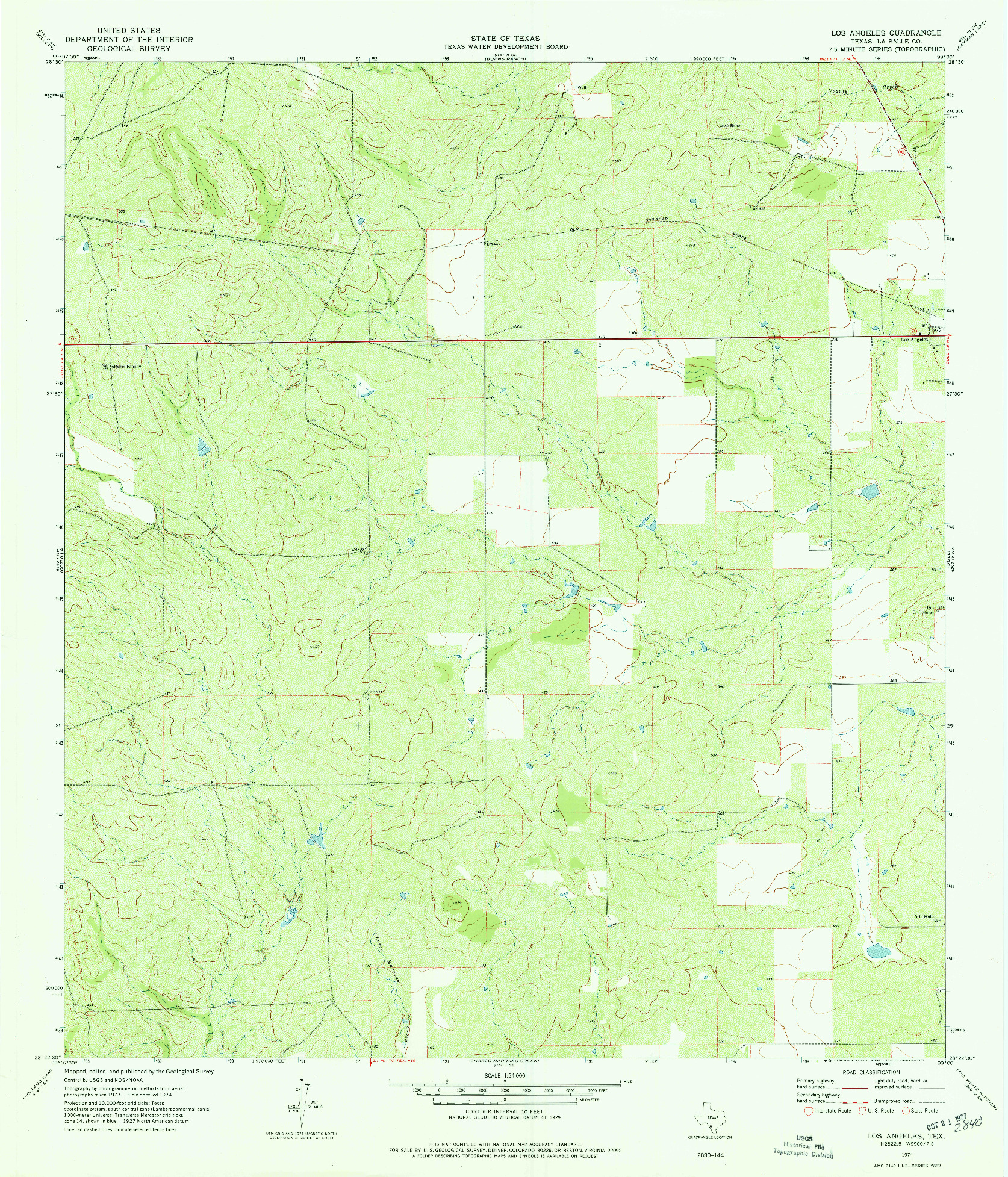 USGS 1:24000-SCALE QUADRANGLE FOR LOS ANGELES, TX 1974