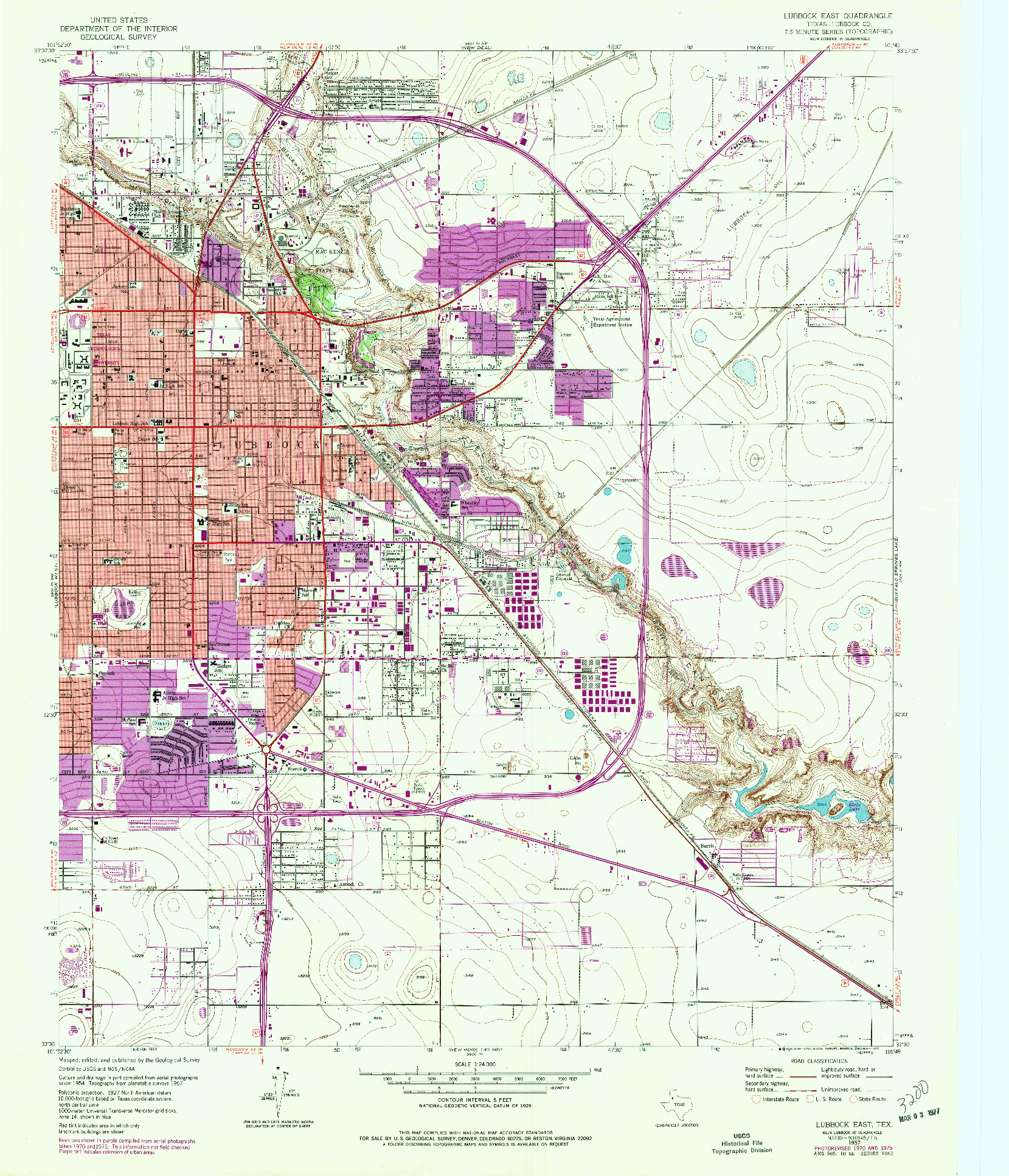 USGS 1:24000-SCALE QUADRANGLE FOR LUBBOCK EAST, TX 1957