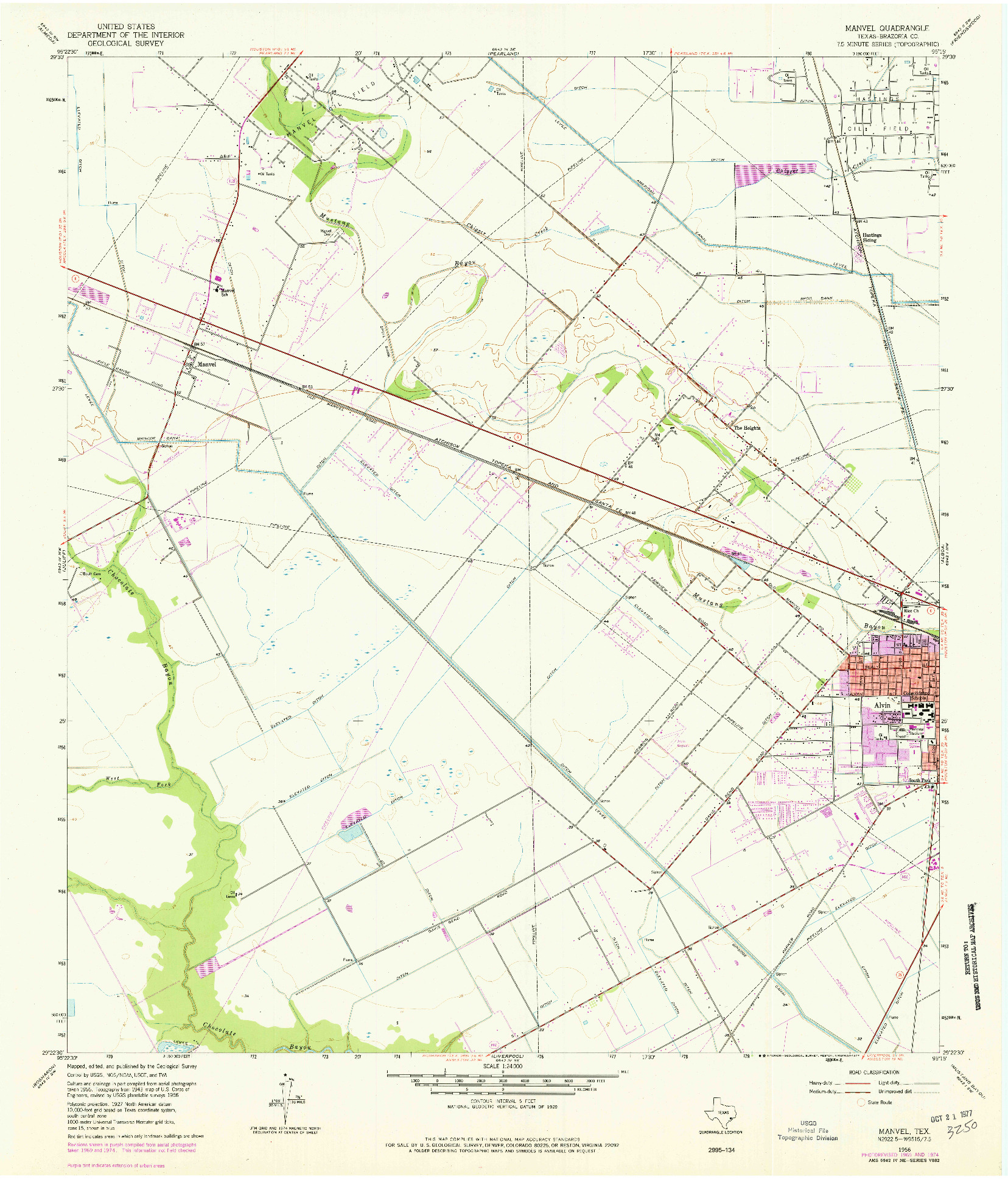 USGS 1:24000-SCALE QUADRANGLE FOR MANVEL, TX 1959