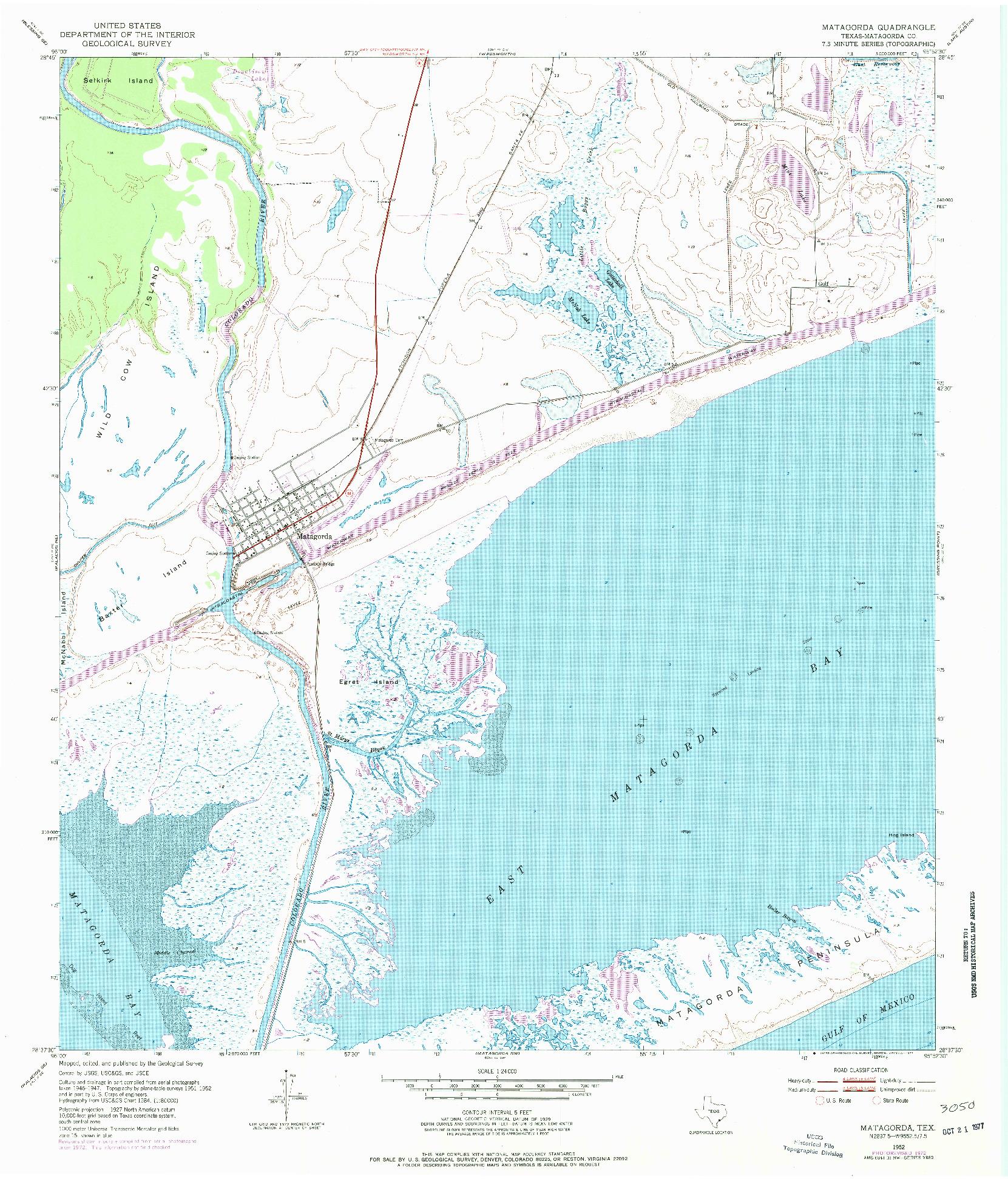 USGS 1:24000-SCALE QUADRANGLE FOR MATAGORDA, TX 1952