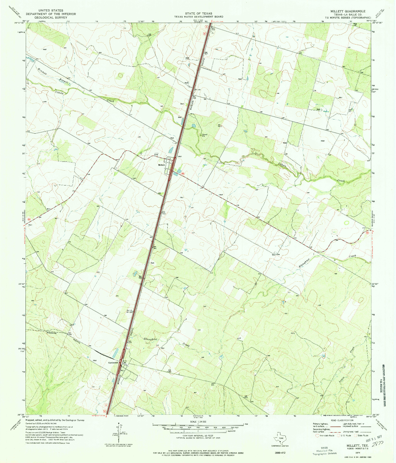 USGS 1:24000-SCALE QUADRANGLE FOR MILLETT, TX 1974