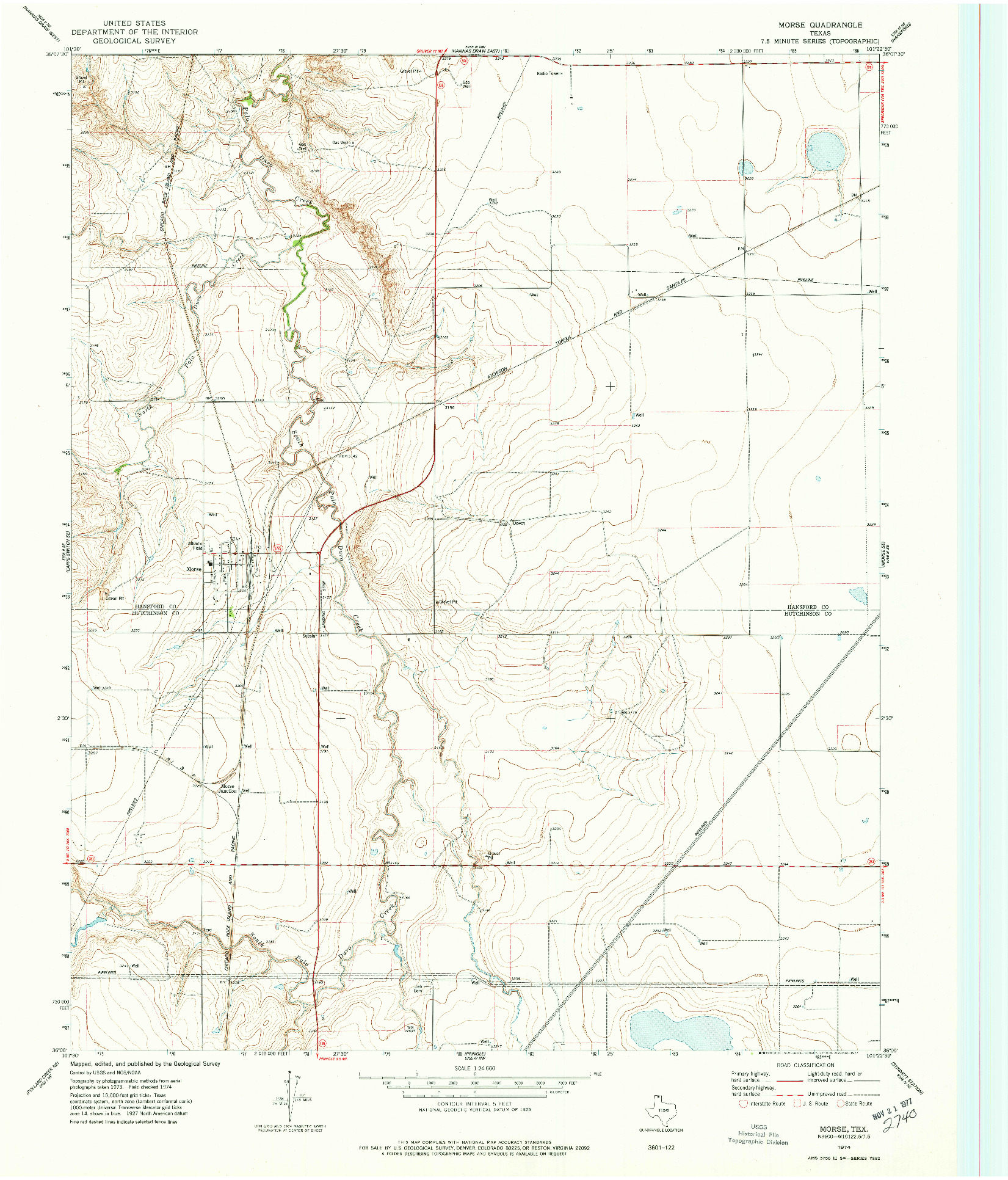USGS 1:24000-SCALE QUADRANGLE FOR MORSE, TX 1974