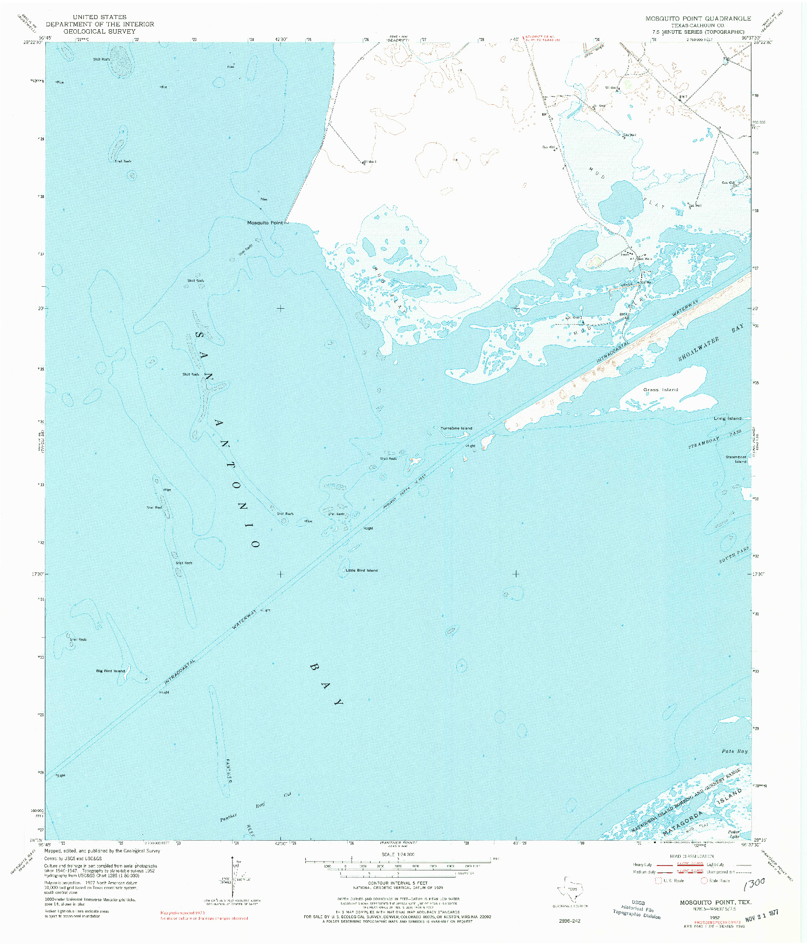 USGS 1:24000-SCALE QUADRANGLE FOR MOSQUITO POINT, TX 1952