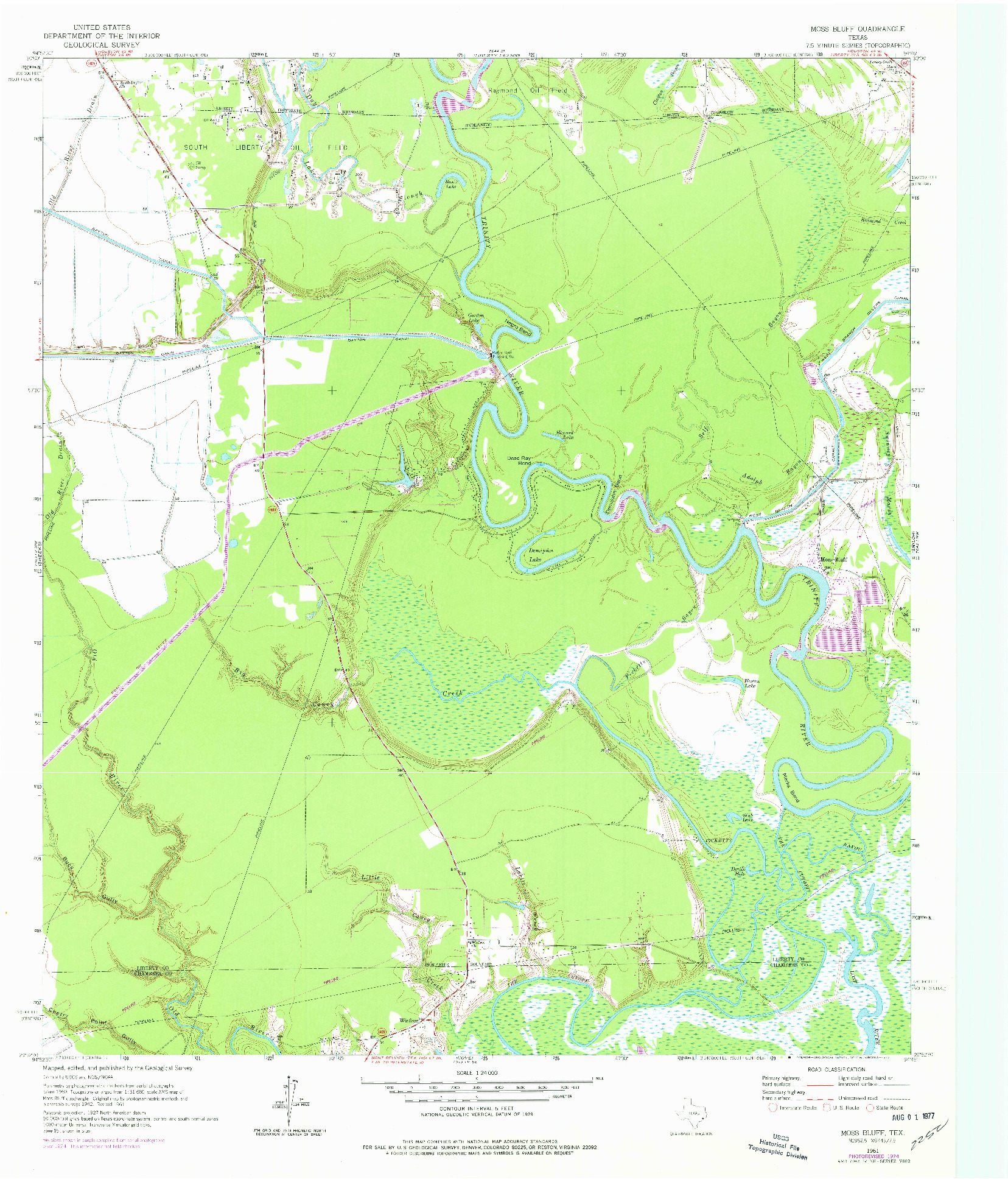 USGS 1:24000-SCALE QUADRANGLE FOR MOSS BLUFF, TX 1961