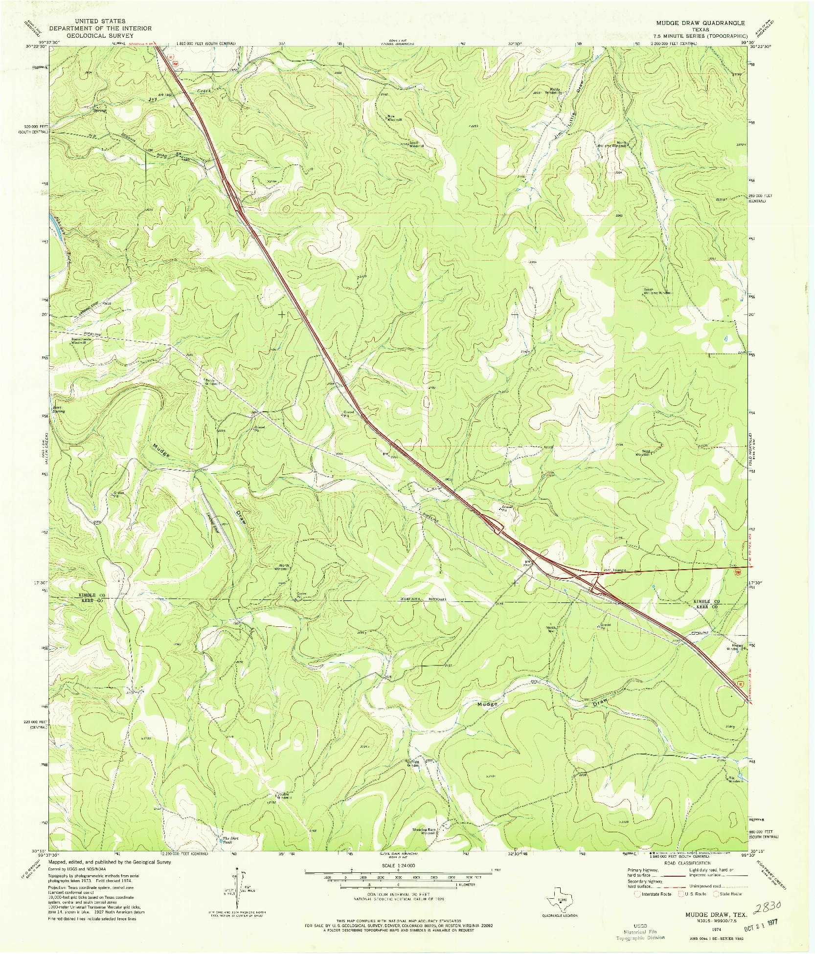 USGS 1:24000-SCALE QUADRANGLE FOR MUDGE DRAW, TX 1974