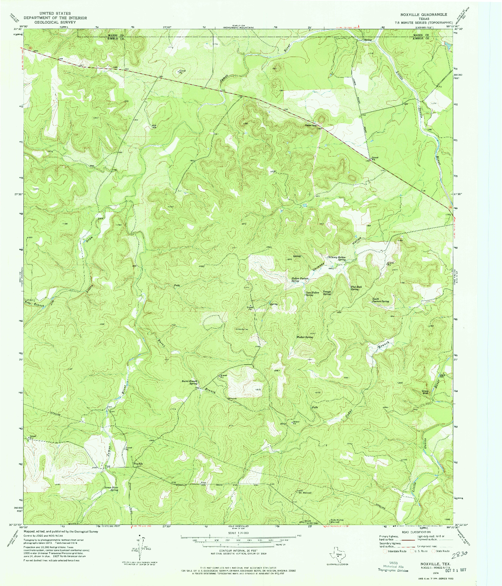 USGS 1:24000-SCALE QUADRANGLE FOR NOXVILLE, TX 1974