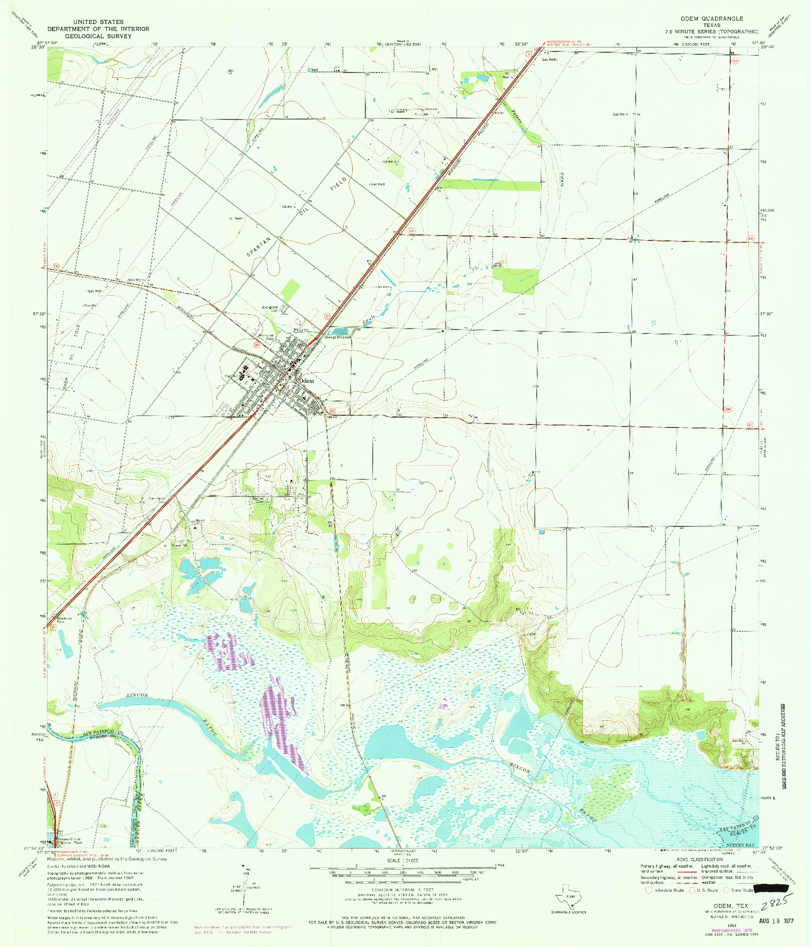 USGS 1:24000-SCALE QUADRANGLE FOR ODEM, TX 1969