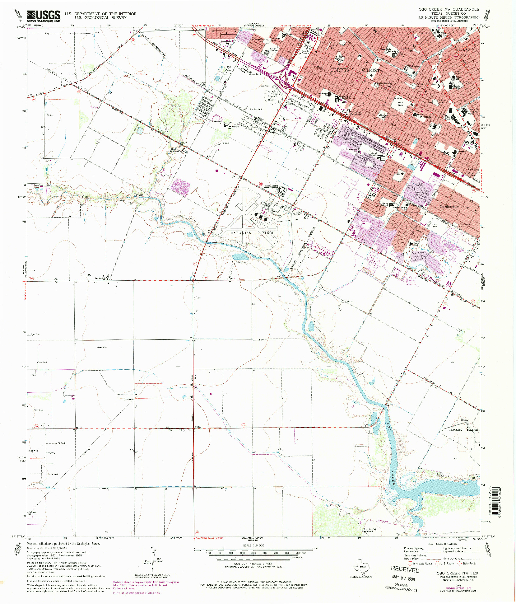 USGS 1:24000-SCALE QUADRANGLE FOR OSO CREEK NW, TX 1968