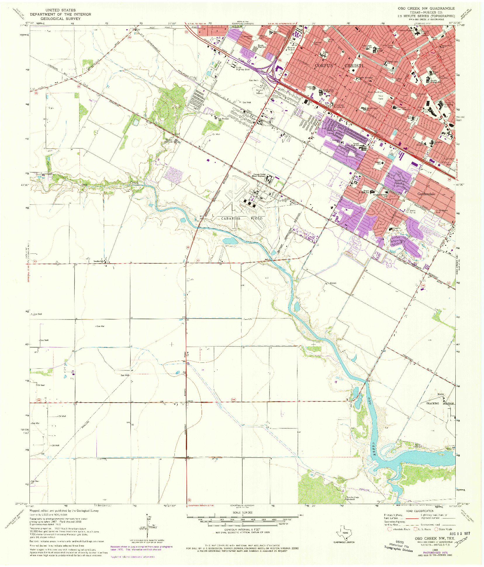 USGS 1:24000-SCALE QUADRANGLE FOR OSO CREEK NW, TX 1968