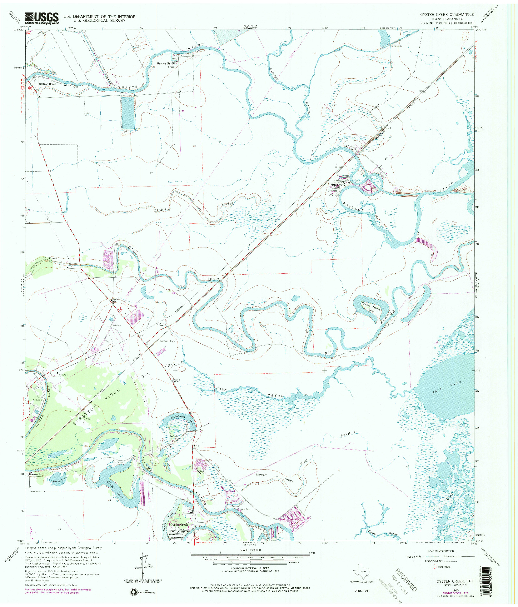 USGS 1:24000-SCALE QUADRANGLE FOR OYSTER CREEK, TX 1963