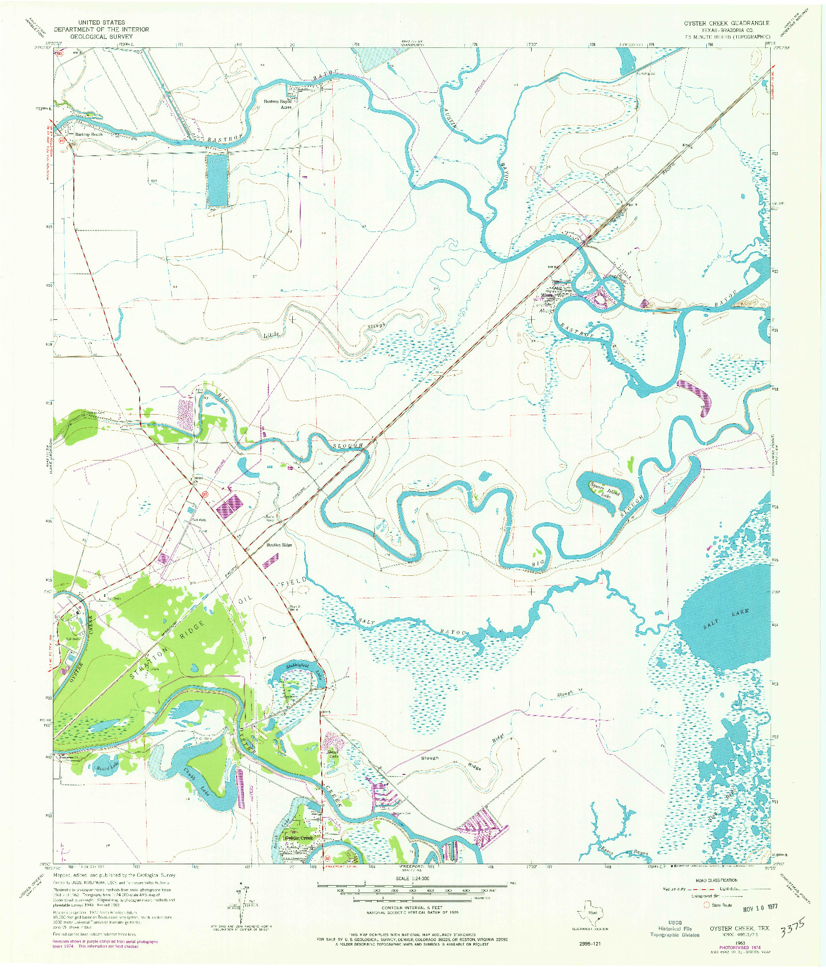 USGS 1:24000-SCALE QUADRANGLE FOR OYSTER CREEK, TX 1963