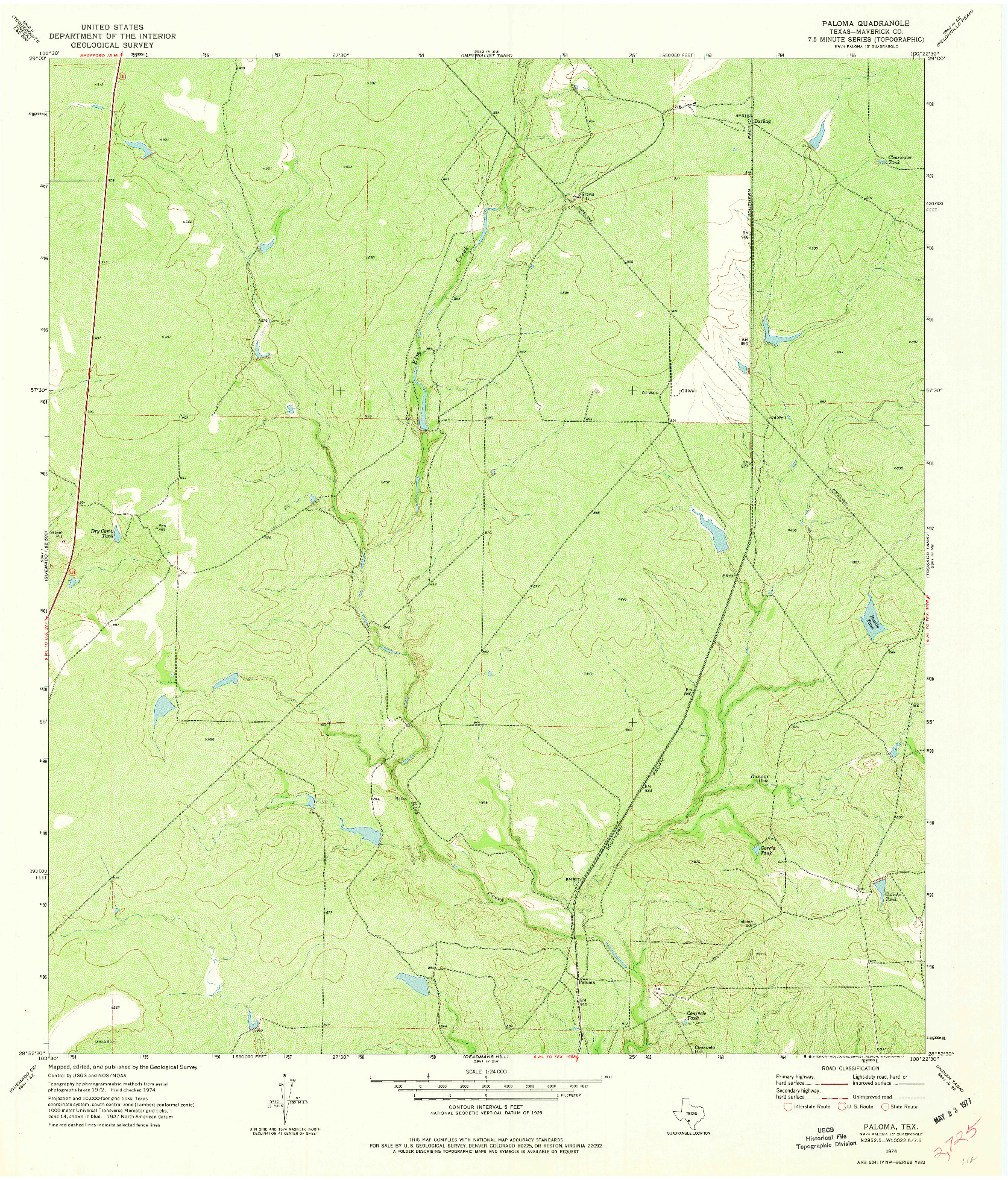 USGS 1:24000-SCALE QUADRANGLE FOR PALOMA, TX 1974