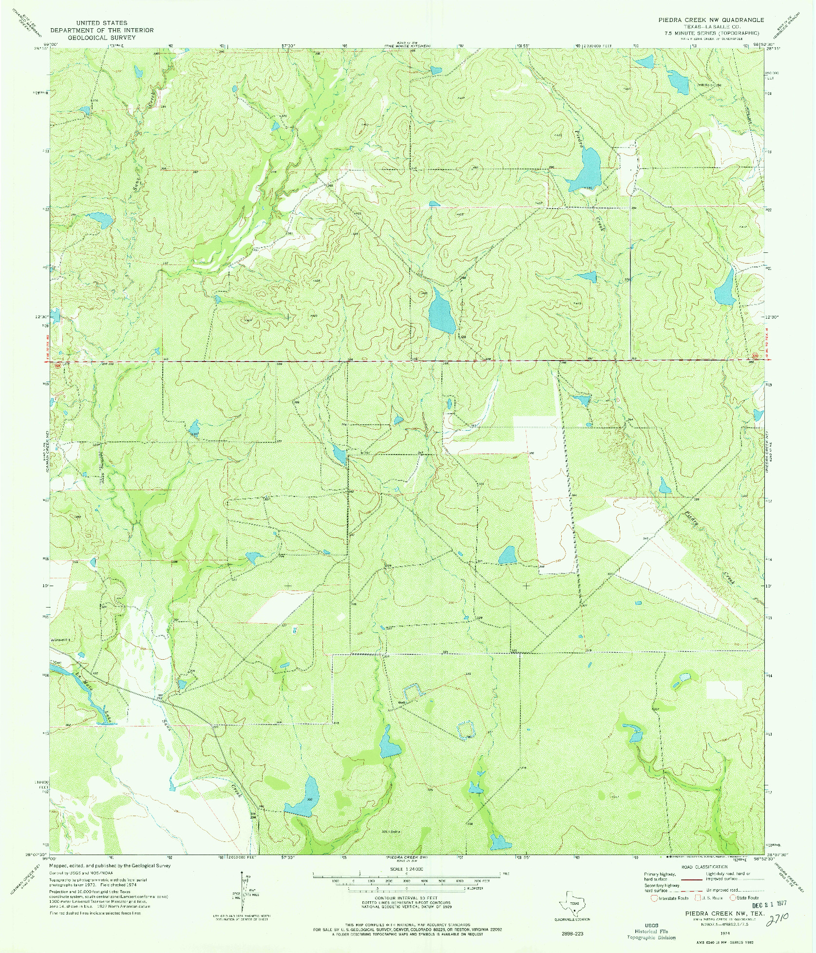 USGS 1:24000-SCALE QUADRANGLE FOR PIEDRA CREEK NW, TX 1974