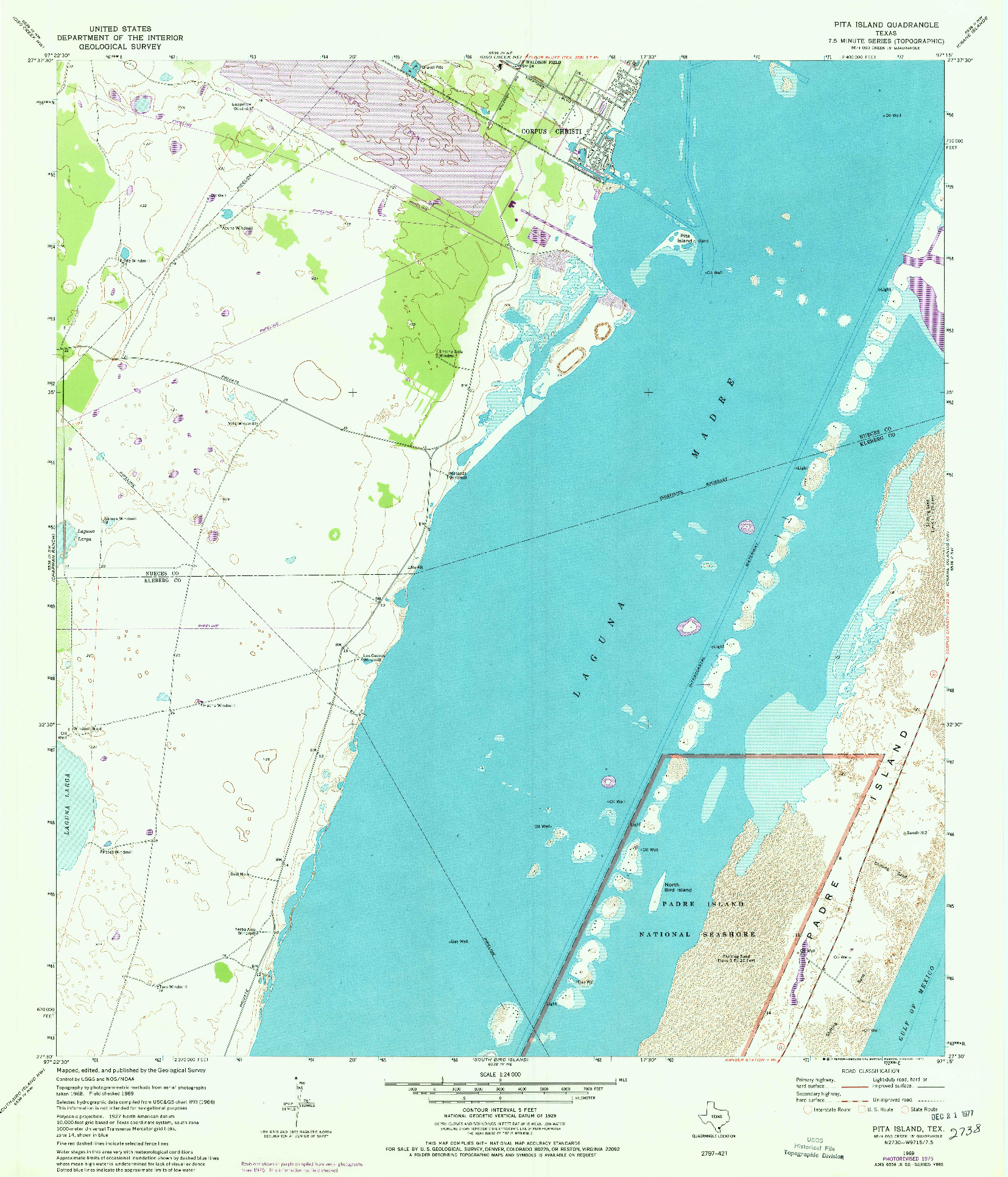 USGS 1:24000-SCALE QUADRANGLE FOR PITA ISLAND, TX 1969