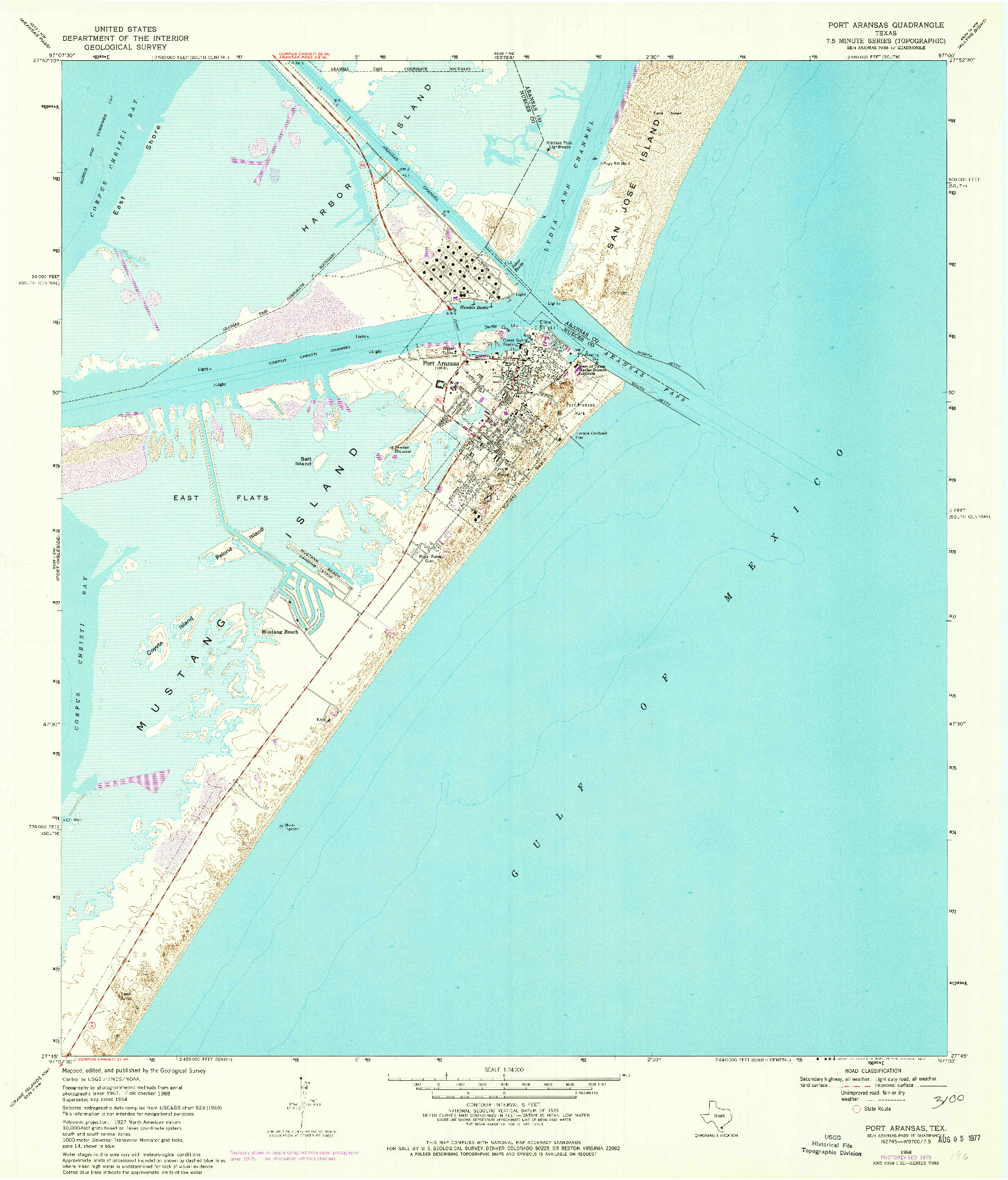 USGS 1:24000-SCALE QUADRANGLE FOR PORT ARANSAS, TX 1968