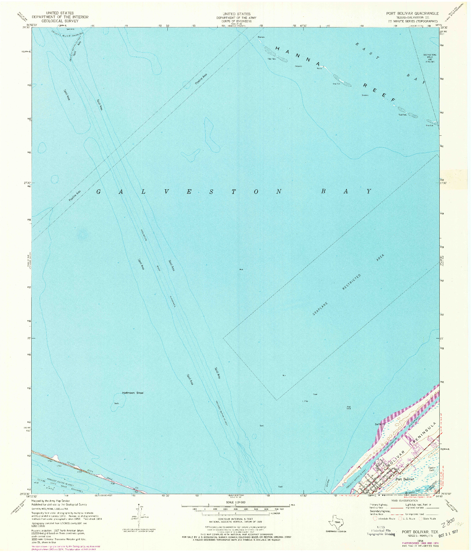 USGS 1:24000-SCALE QUADRANGLE FOR PORT BOLIVAR, TX 1954