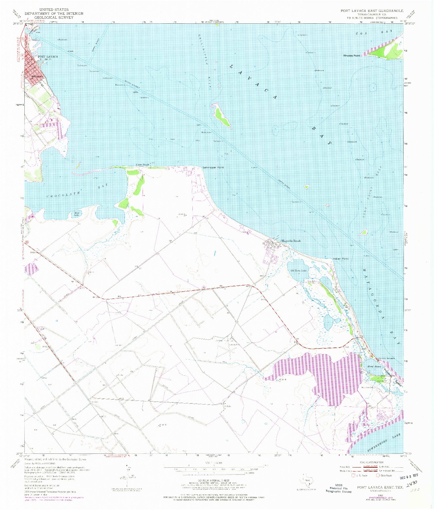 USGS 1:24000-SCALE QUADRANGLE FOR PORT LAVACA EAST, TX 1952