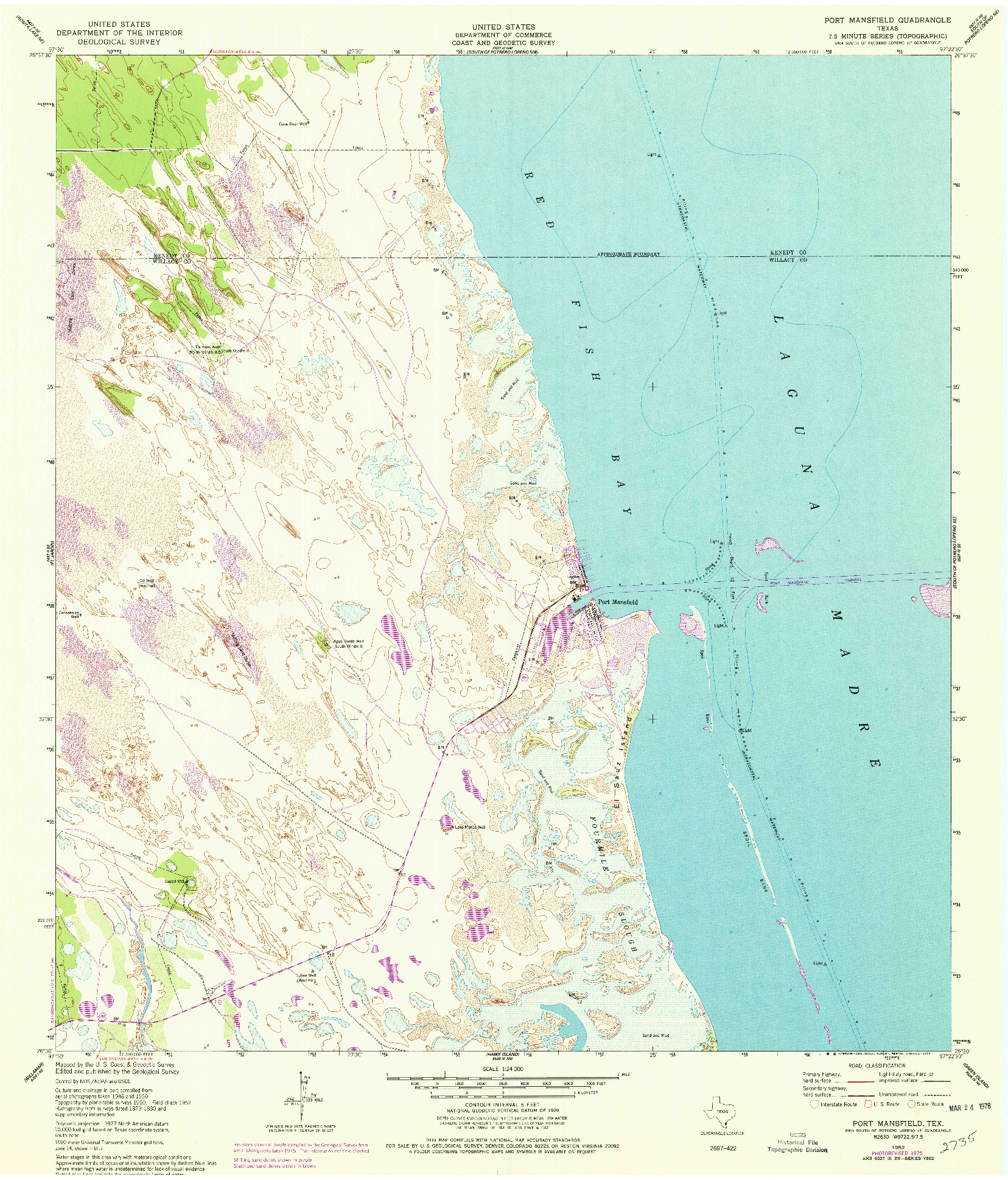 USGS 1:24000-SCALE QUADRANGLE FOR PORT MANSFIELD, TX 1952