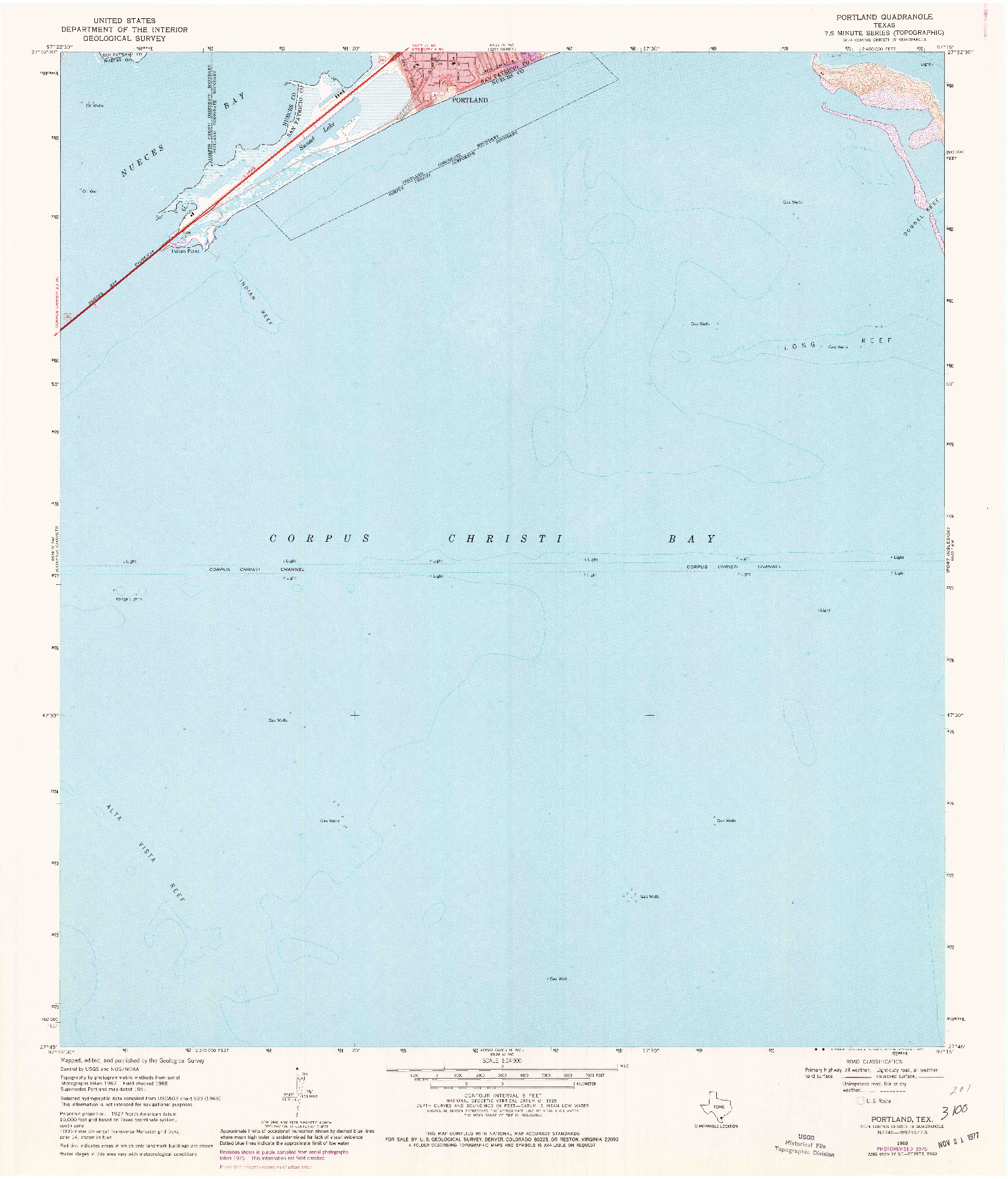 USGS 1:24000-SCALE QUADRANGLE FOR PORTLAND, TX 1968
