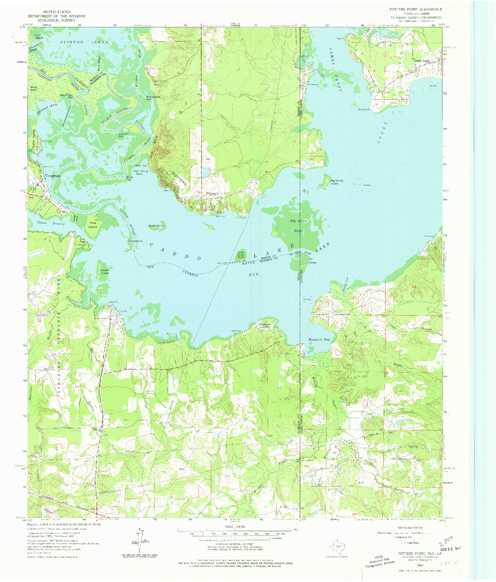 USGS 1:24000-SCALE QUADRANGLE FOR POTTERS POINT, TX 1962