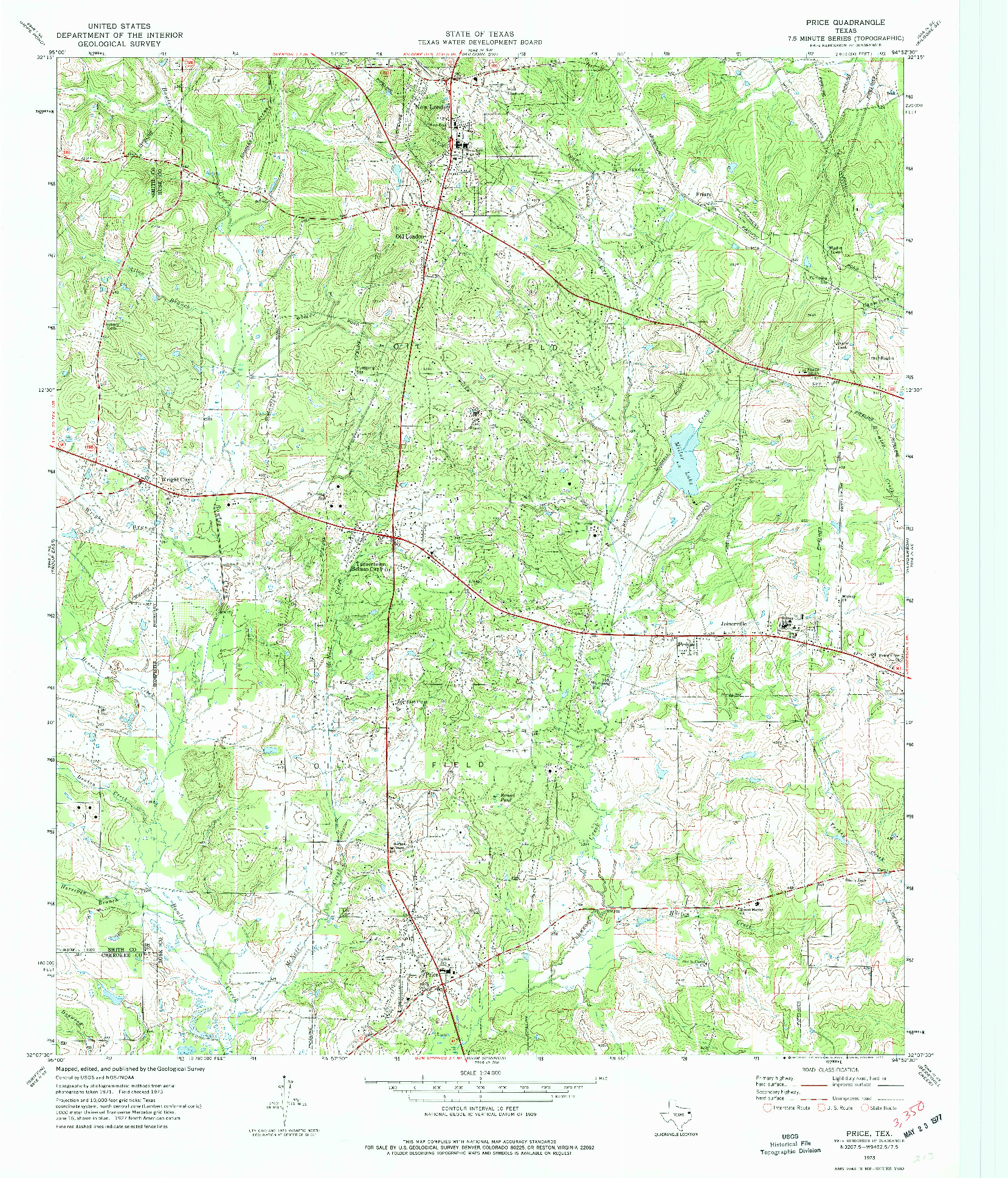 USGS 1:24000-SCALE QUADRANGLE FOR PRICE, TX 1973