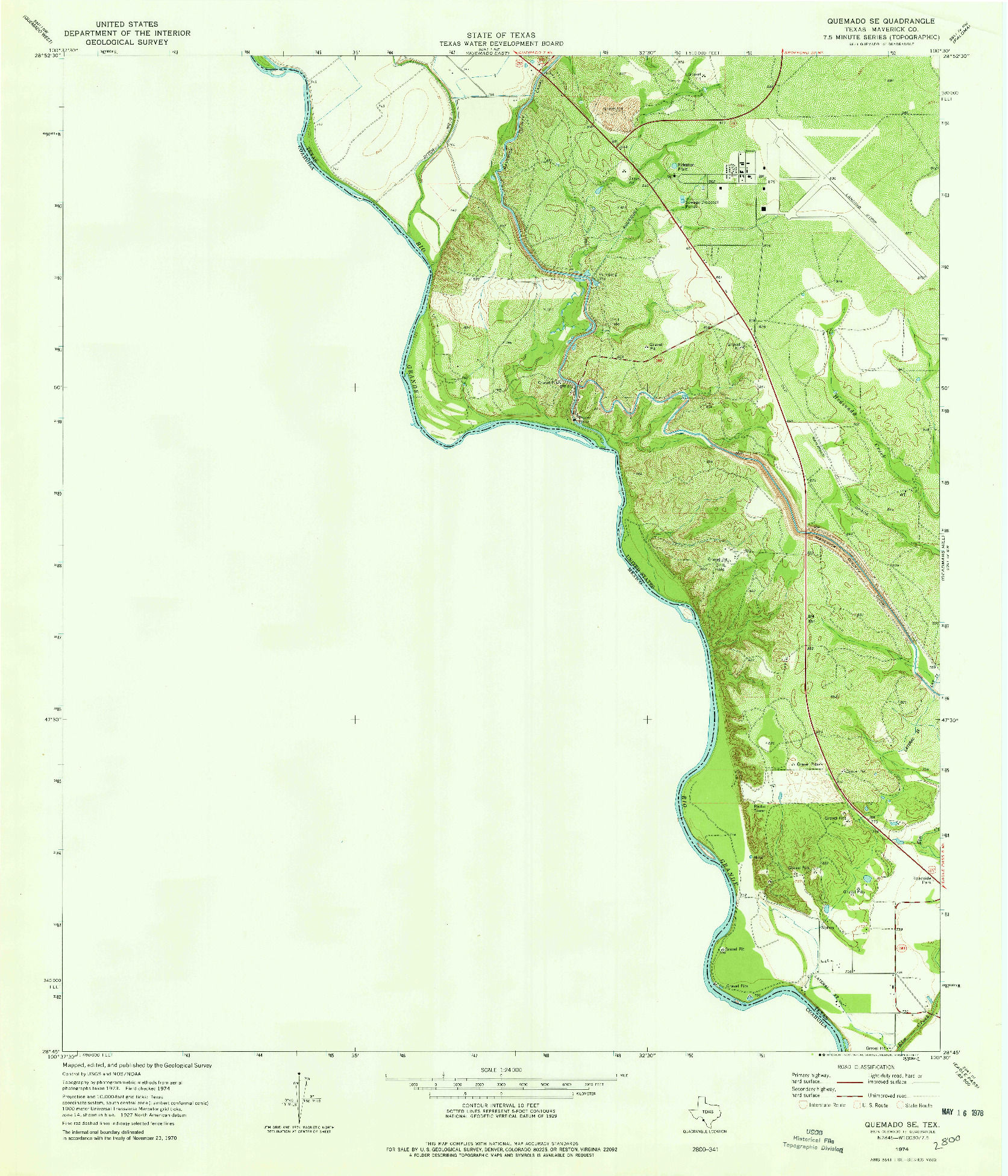 USGS 1:24000-SCALE QUADRANGLE FOR QUEMADO SE, TX 1974