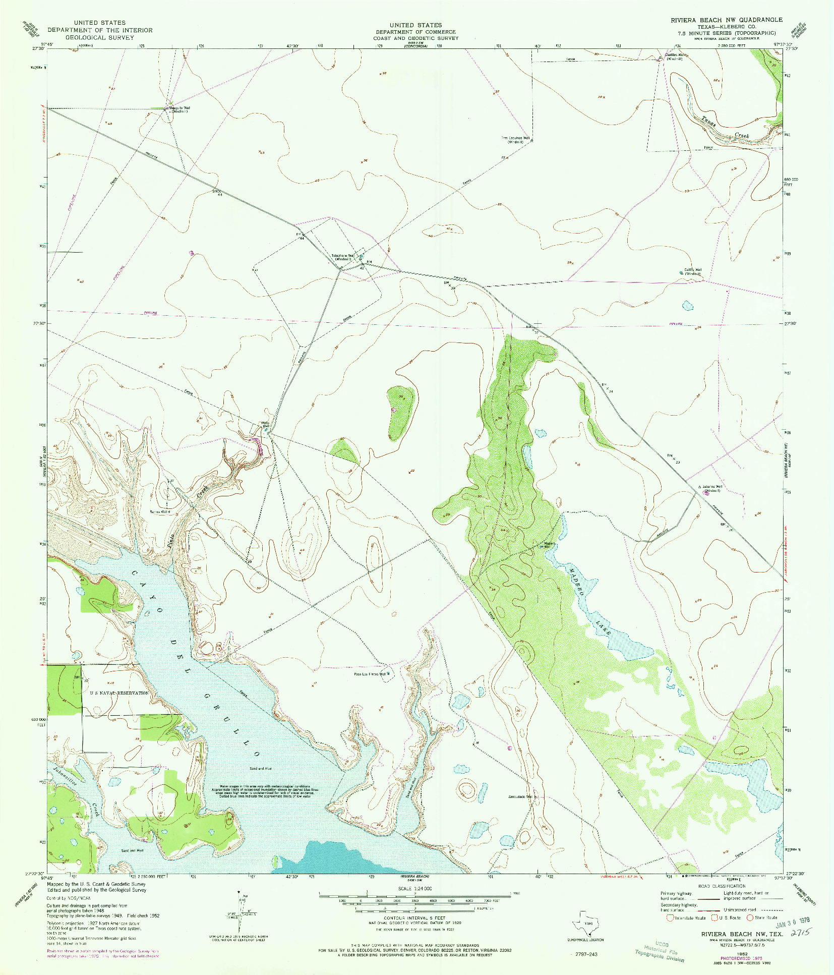 USGS 1:24000-SCALE QUADRANGLE FOR RIVIERA BEACH NW, TX 1952