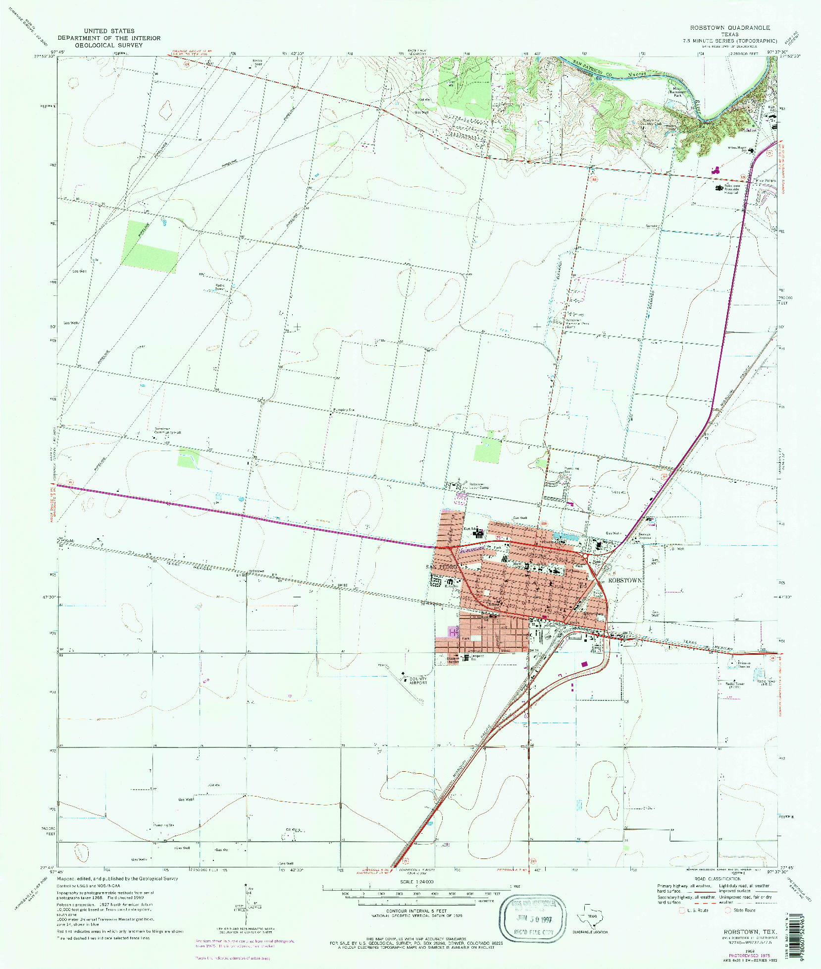 USGS 1:24000-SCALE QUADRANGLE FOR ROBSTOWN, TX 1969