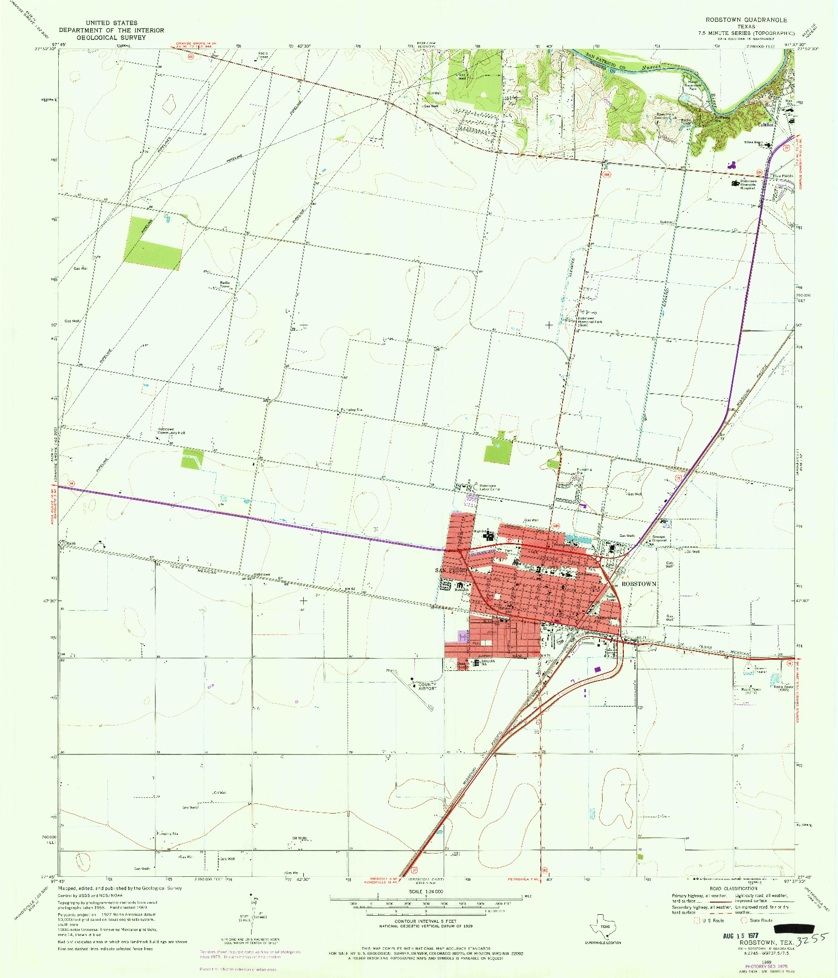 USGS 1:24000-SCALE QUADRANGLE FOR ROBSTOWN, TX 1969