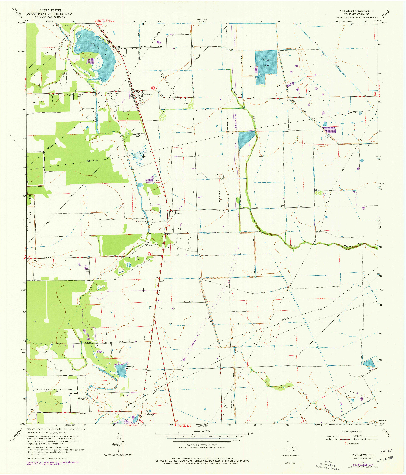 USGS 1:24000-SCALE QUADRANGLE FOR ROSHARON, TX 1963