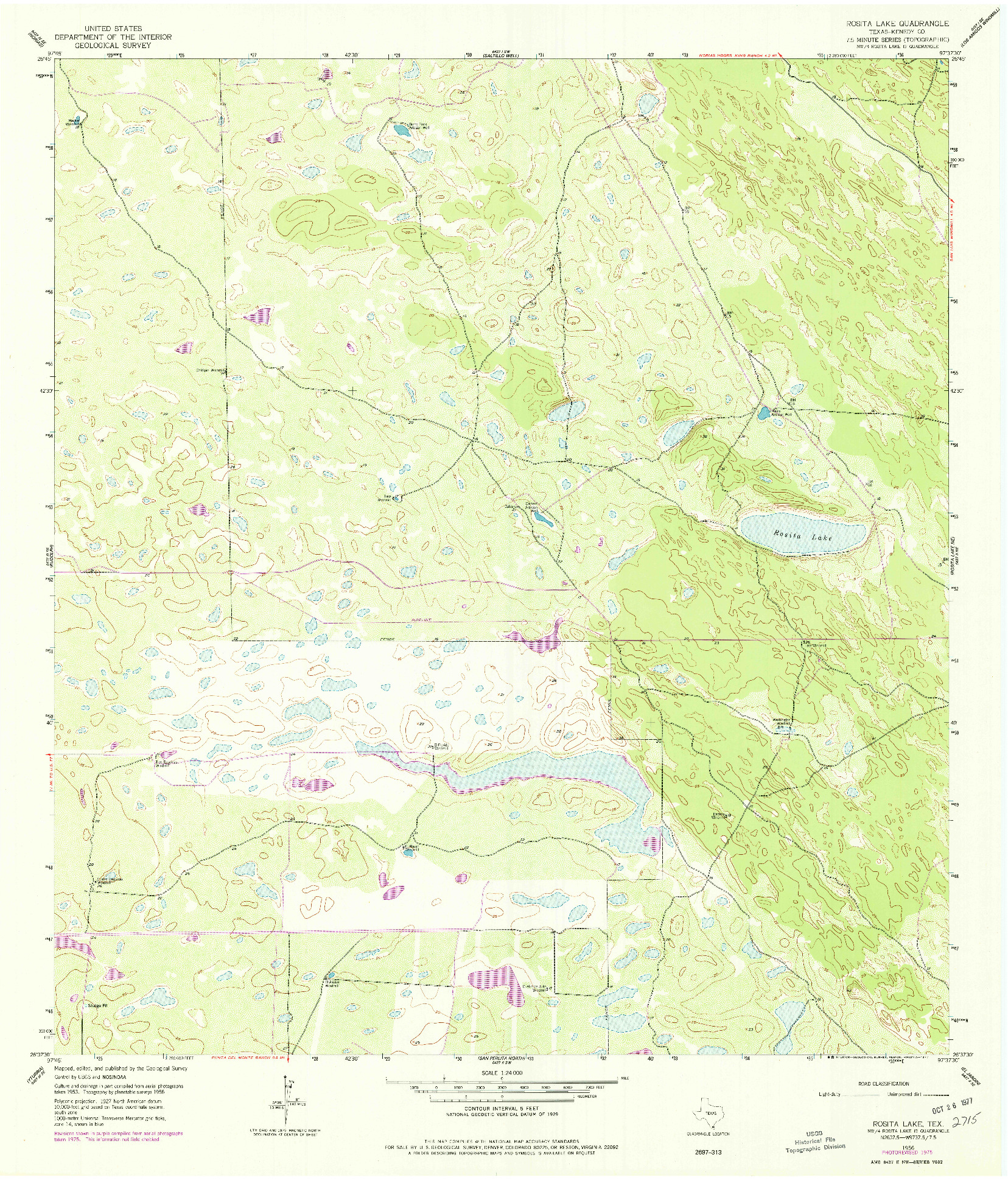USGS 1:24000-SCALE QUADRANGLE FOR ROSITA LAKE, TX 1956