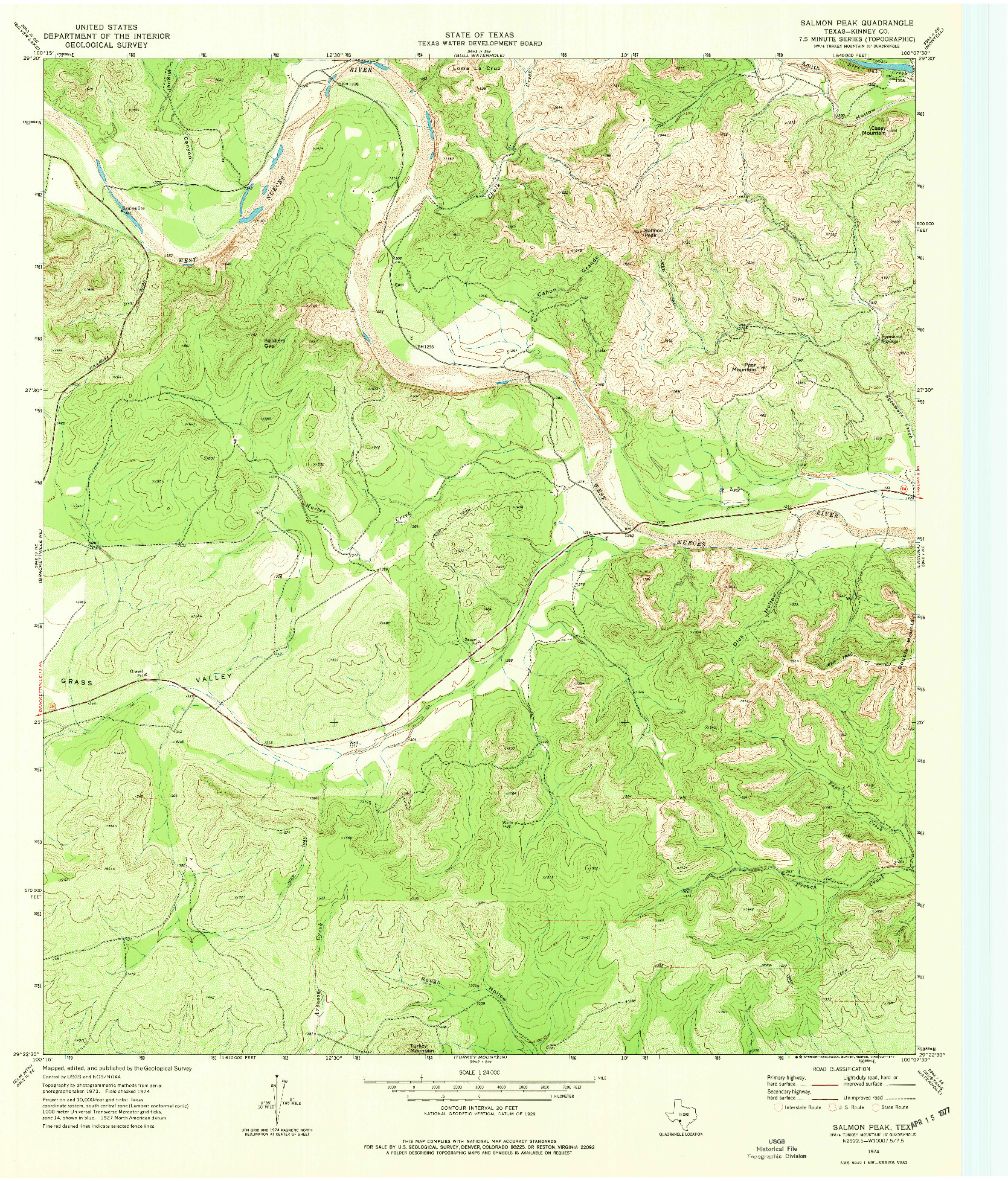 USGS 1:24000-SCALE QUADRANGLE FOR SALMON PEAK, TX 1974