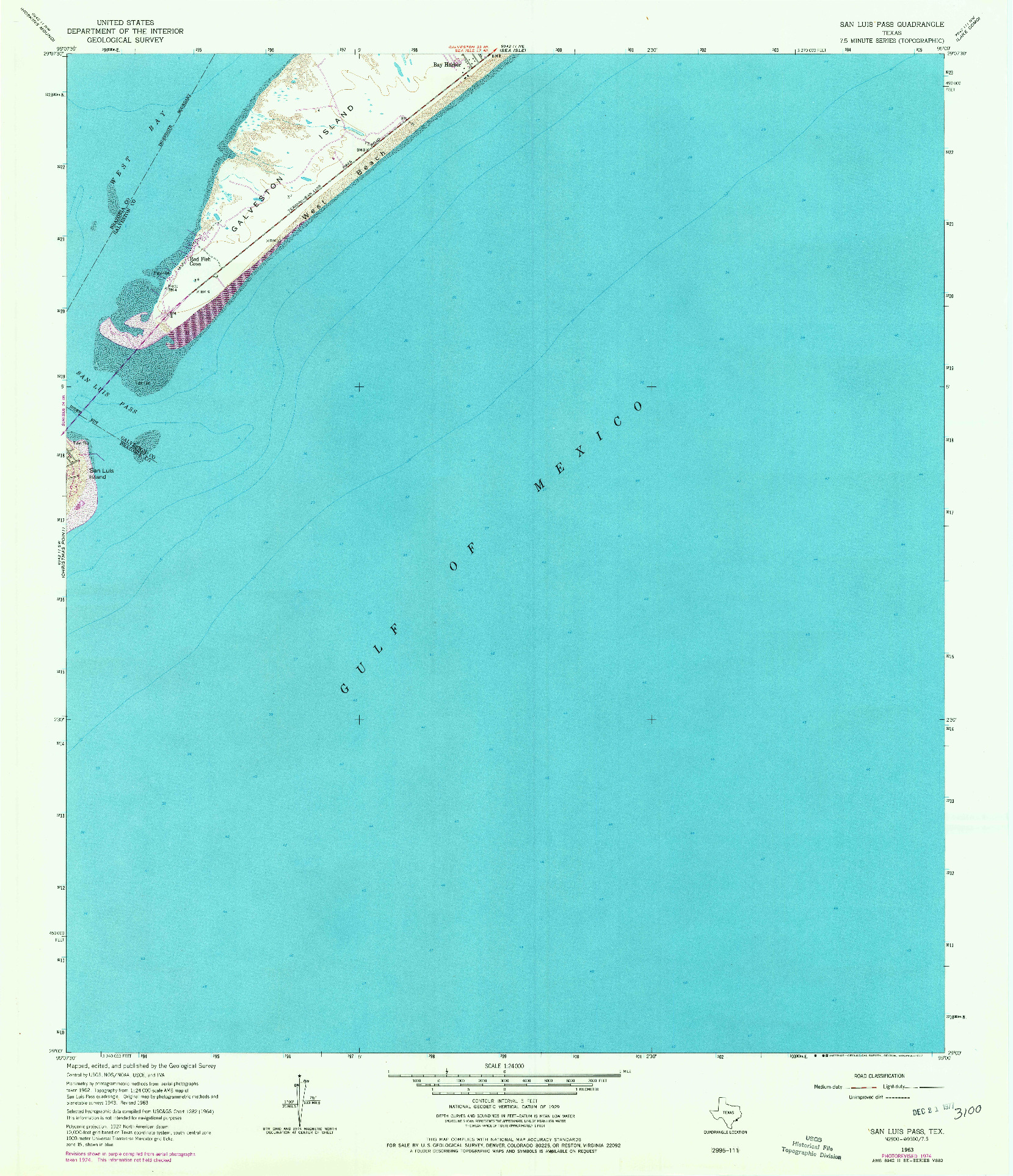 USGS 1:24000-SCALE QUADRANGLE FOR SAN LUIS PASS, TX 1963