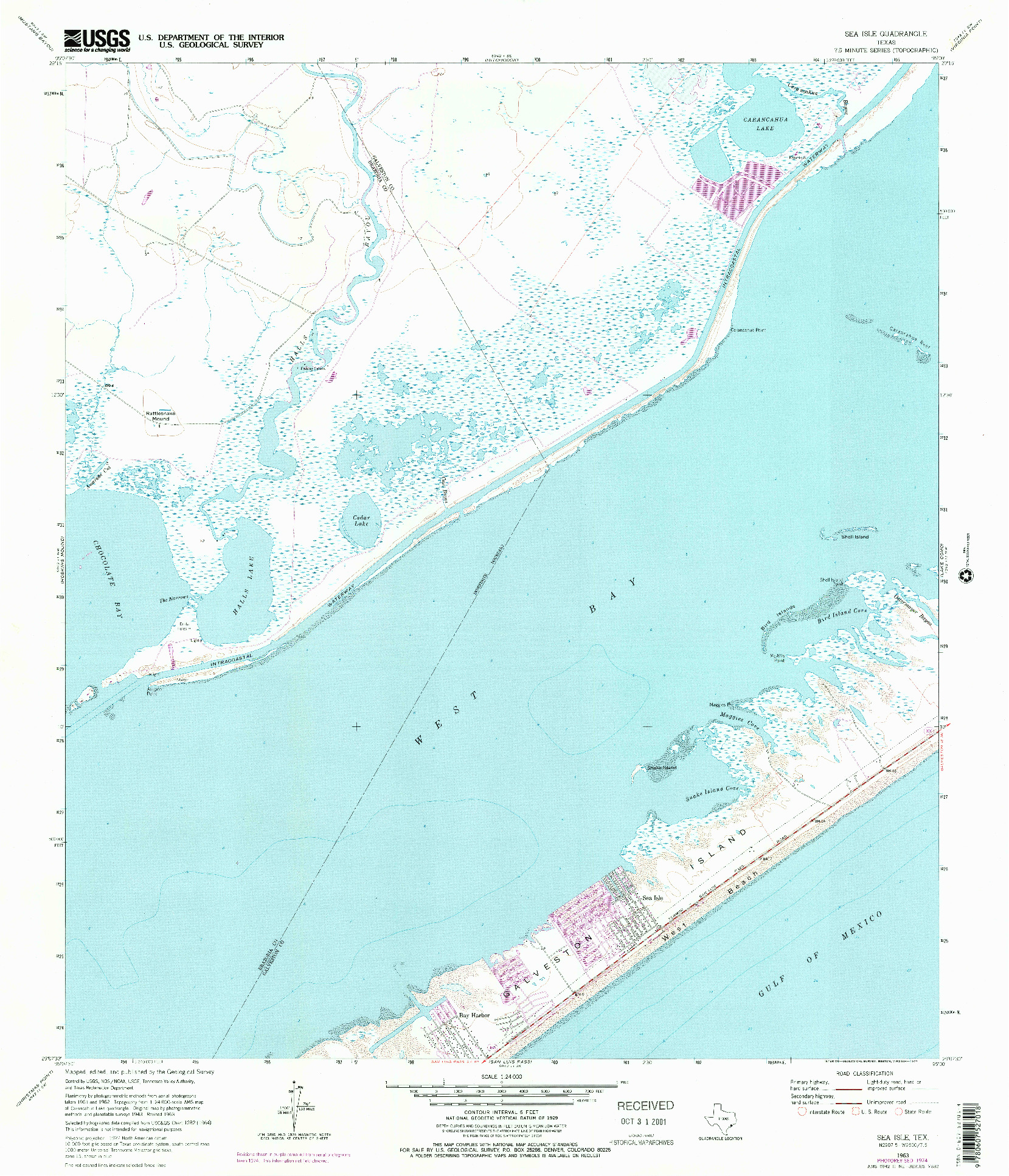 USGS 1:24000-SCALE QUADRANGLE FOR SEA ISLE, TX 1963