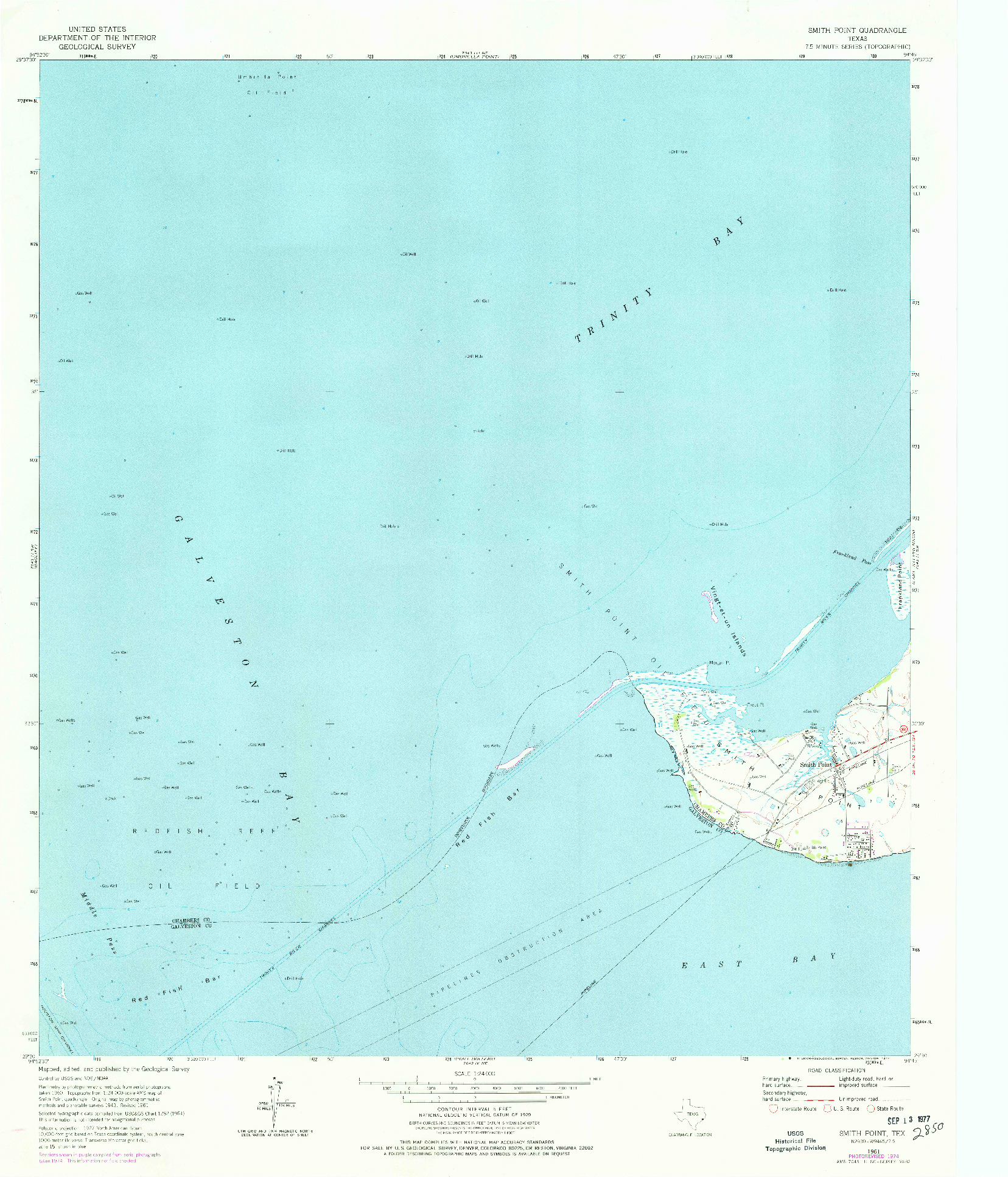 USGS 1:24000-SCALE QUADRANGLE FOR SMITH POINT, TX 1961