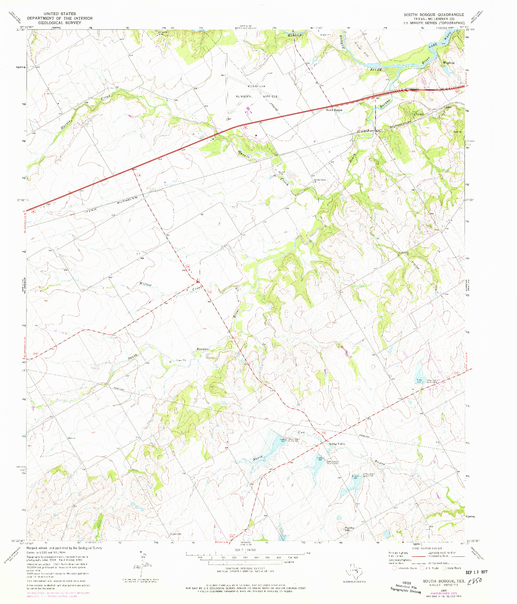 USGS 1:24000-SCALE QUADRANGLE FOR SOUTH BOSQUE, TX 1965