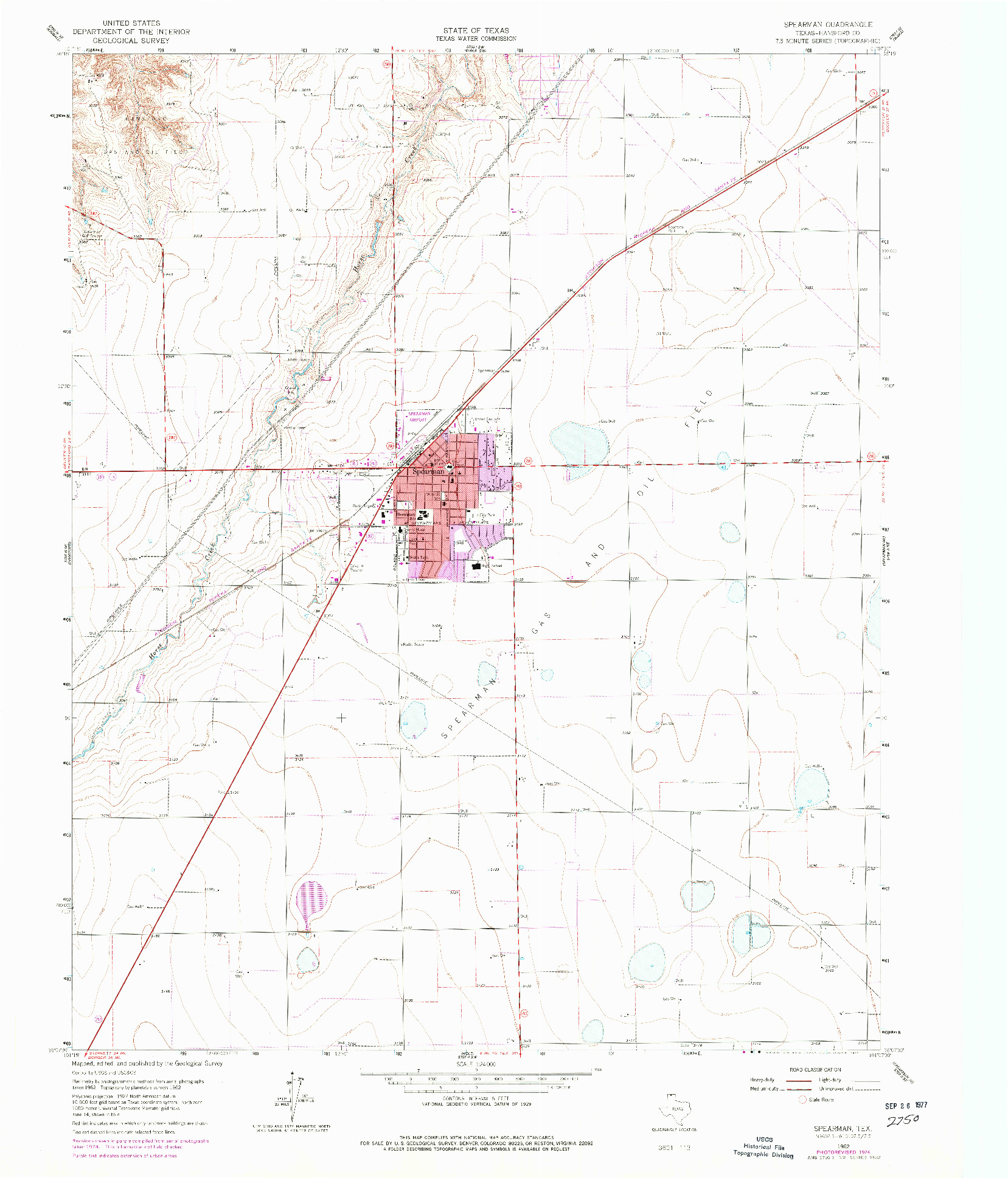 USGS 1:24000-SCALE QUADRANGLE FOR SPEARMAN, TX 1962