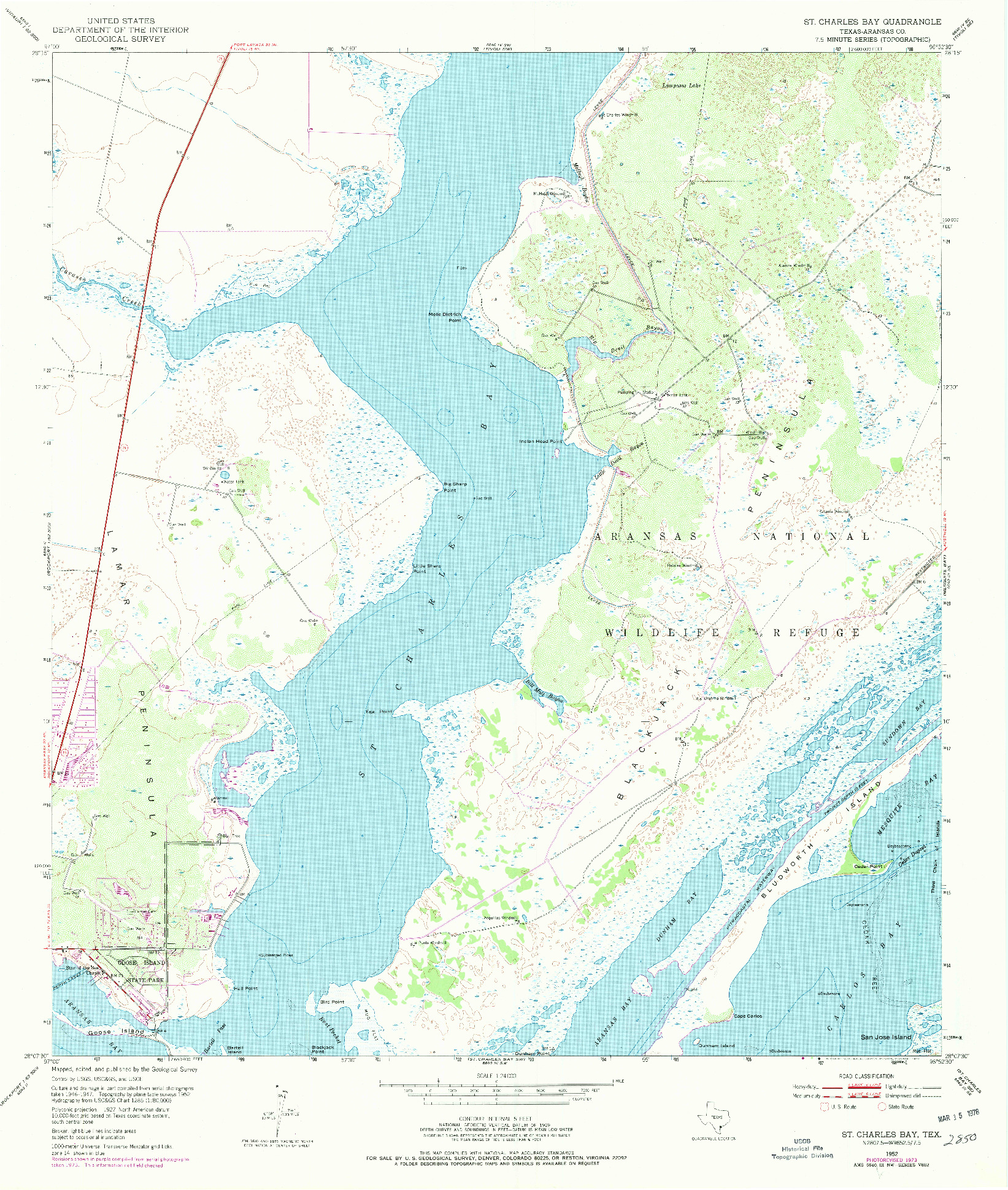 USGS 1:24000-SCALE QUADRANGLE FOR ST. CHARLES BAY, TX 1952