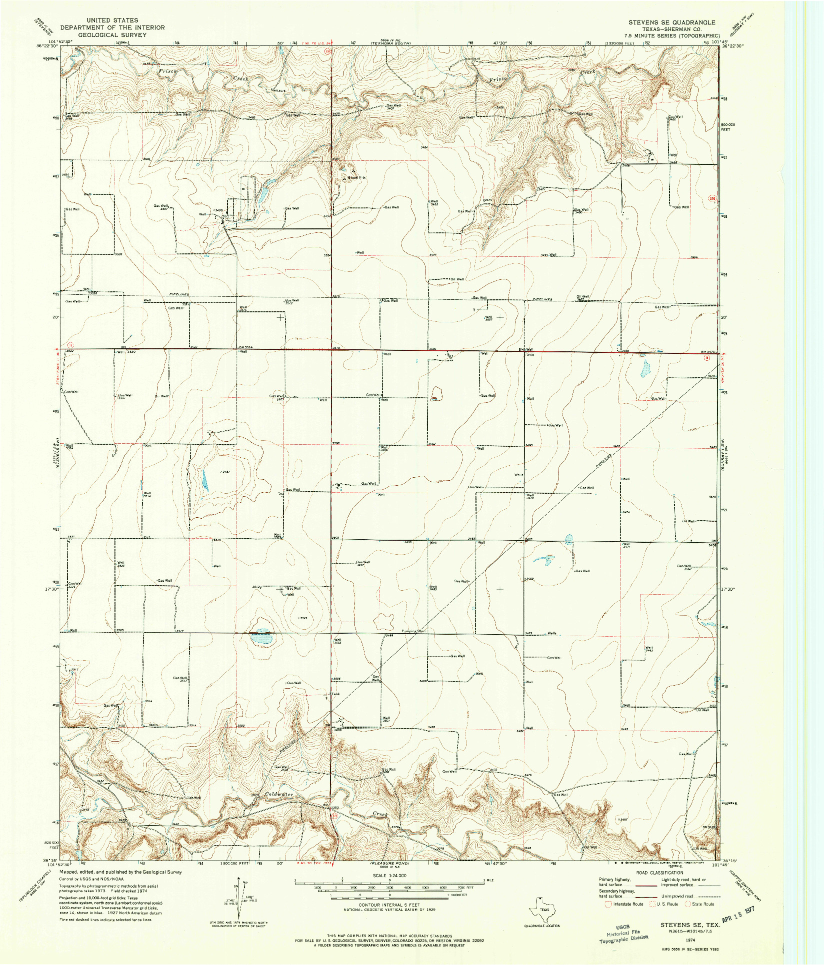USGS 1:24000-SCALE QUADRANGLE FOR STEVENS SE, TX 1974