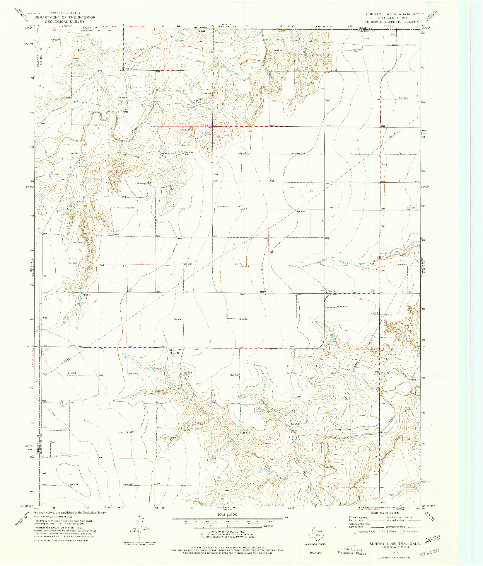 USGS 1:24000-SCALE QUADRANGLE FOR SUNRAY 1 NE, TX 1974