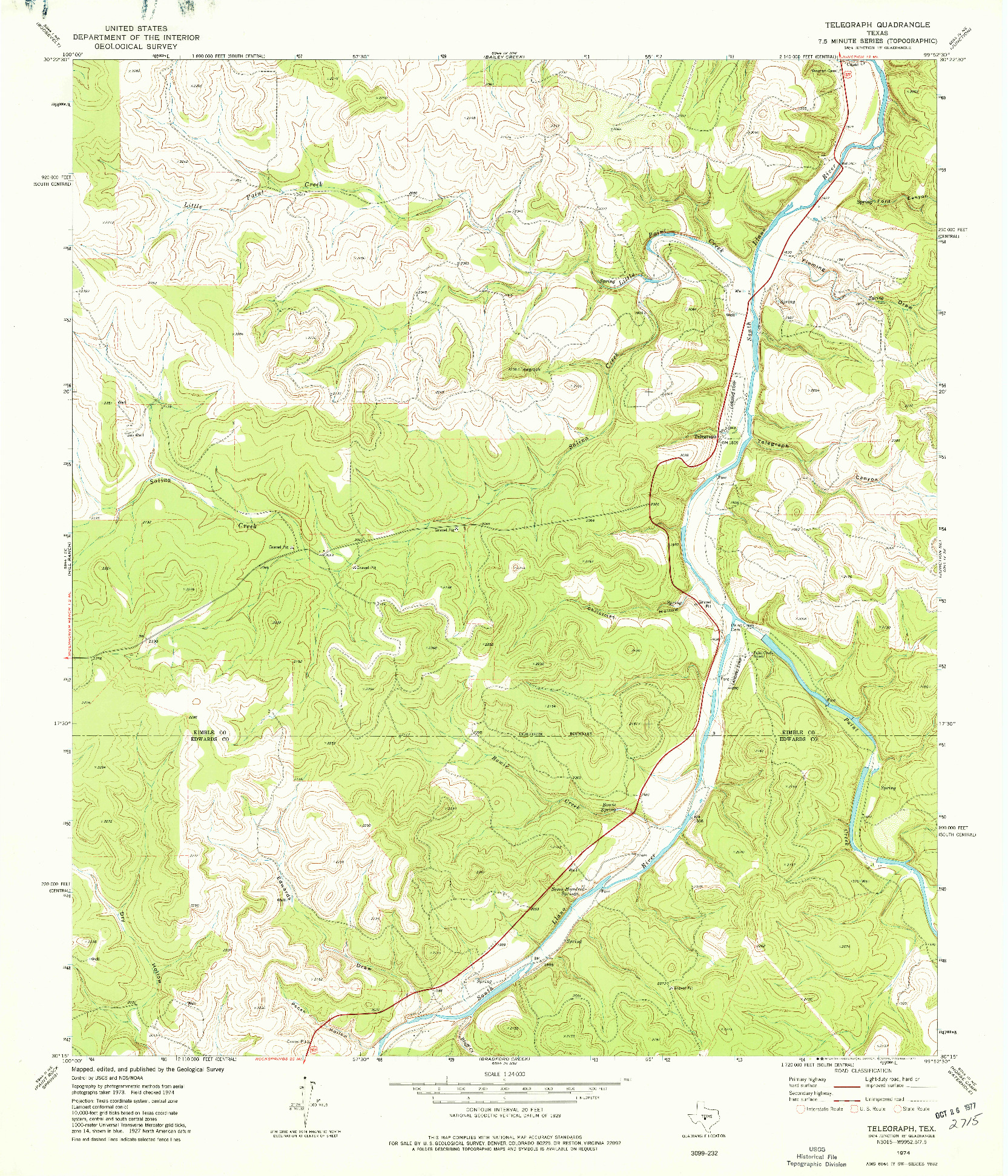 USGS 1:24000-SCALE QUADRANGLE FOR TELEGRAPH, TX 1974