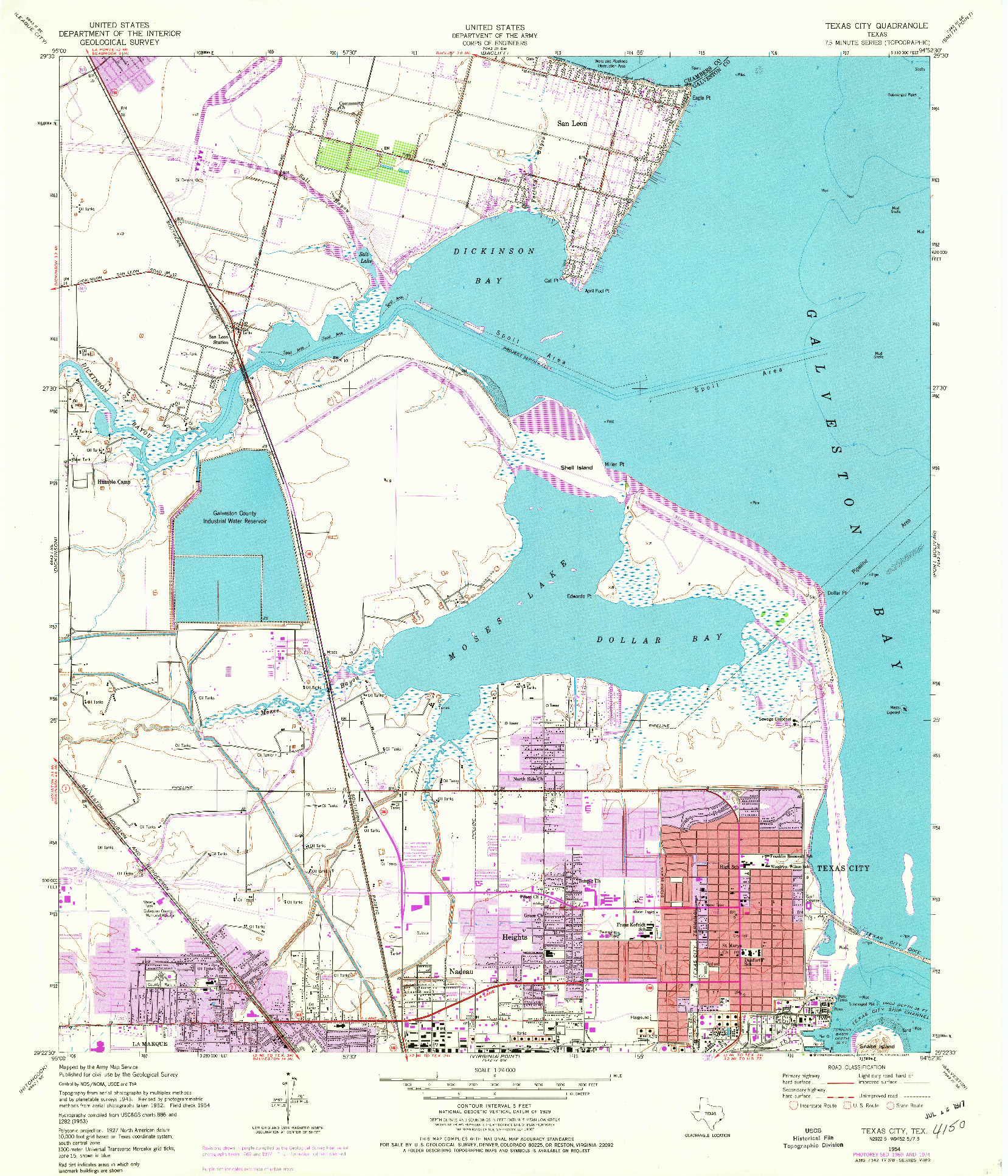 USGS 1:24000-SCALE QUADRANGLE FOR TEXAS CITY, TX 1954