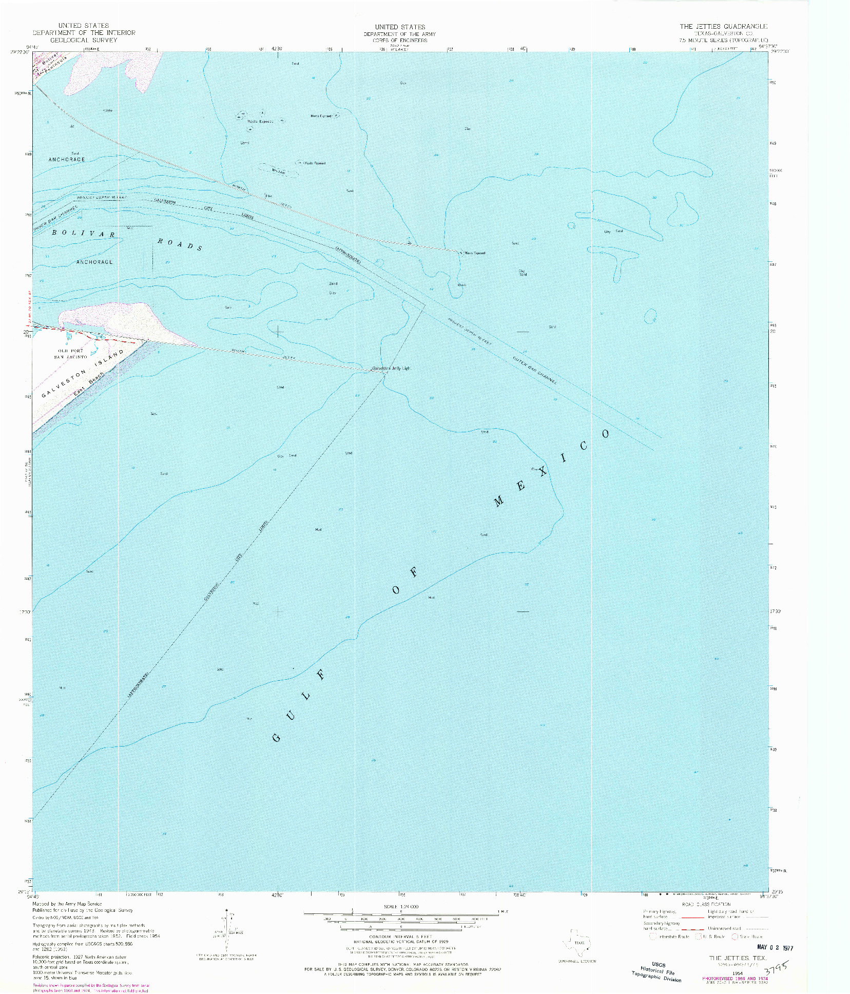 USGS 1:24000-SCALE QUADRANGLE FOR THE JETTIES, TX 1954