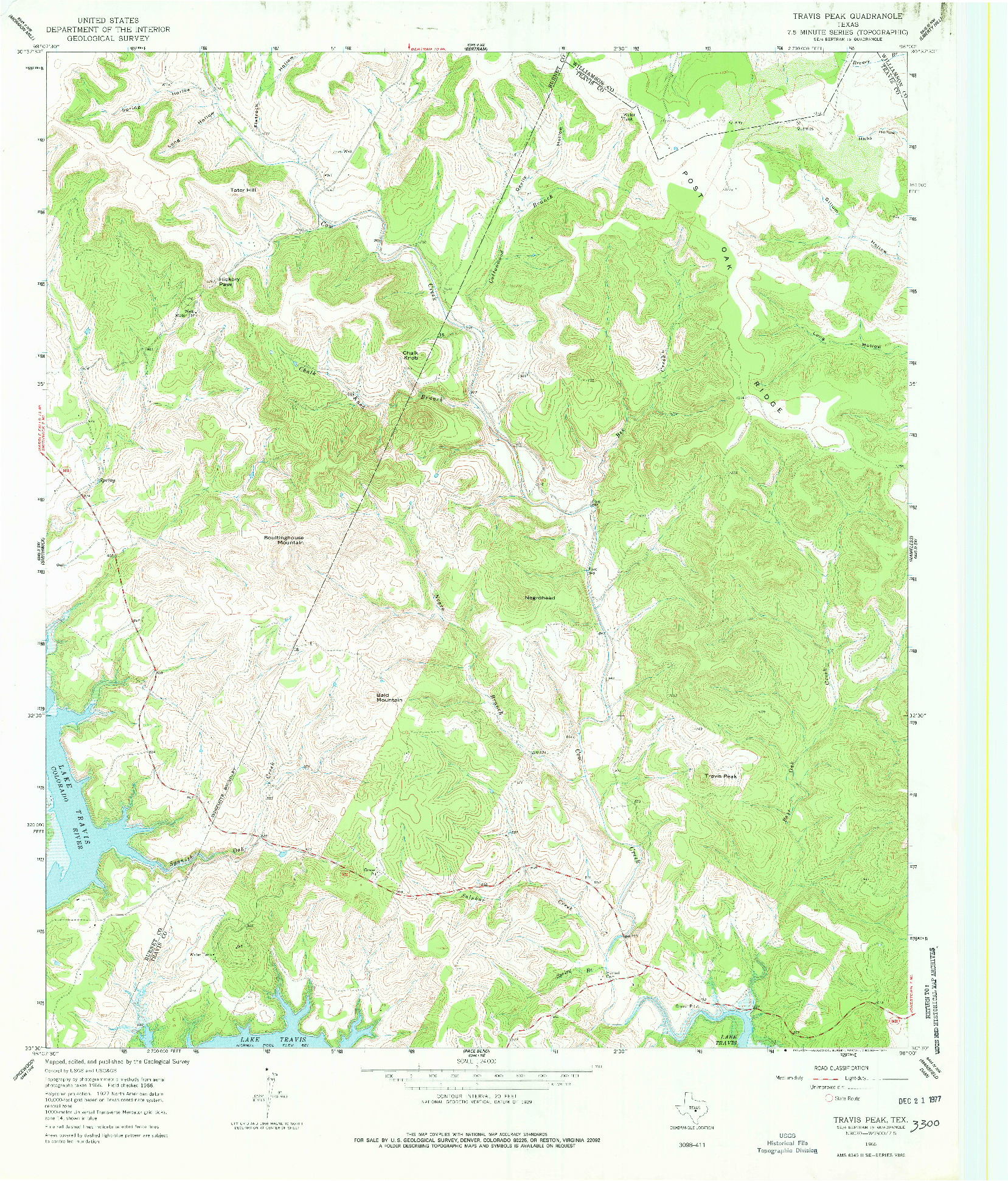 USGS 1:24000-SCALE QUADRANGLE FOR TRAVIS PEAK, TX 1966